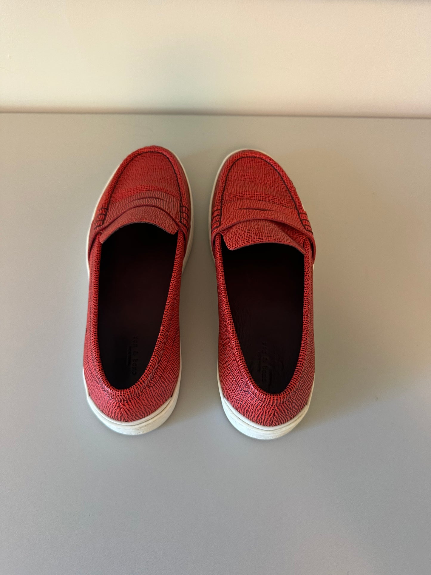 New Rag & Bone Colby Sneaker Loafer in Red Saffiano Leather | Size 40