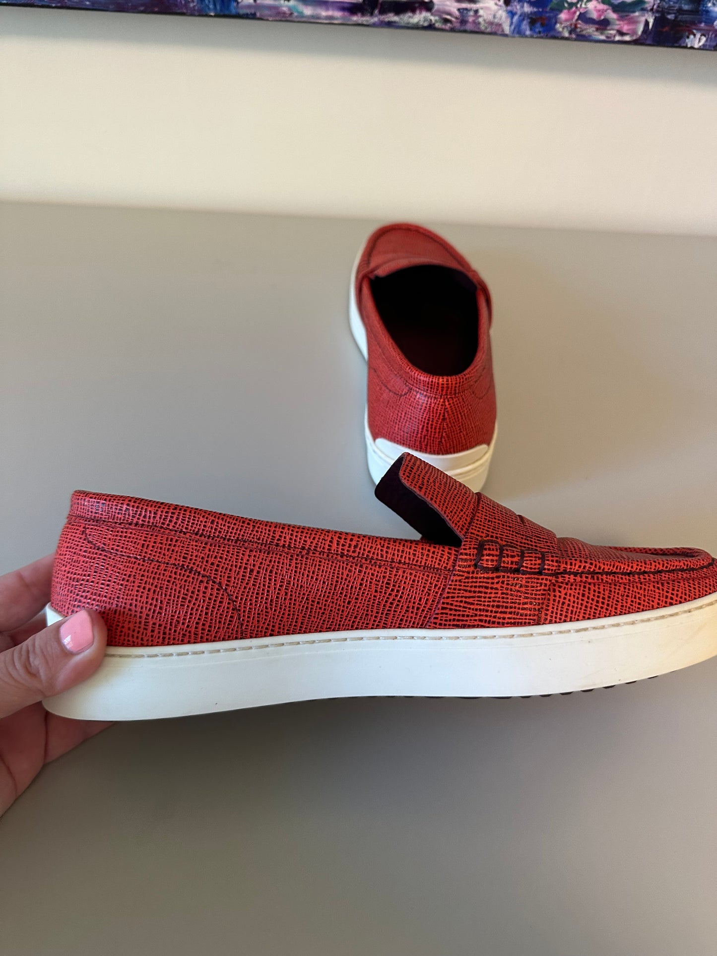 New Rag & Bone Colby Sneaker Loafer in Red Saffiano Leather | Size 40