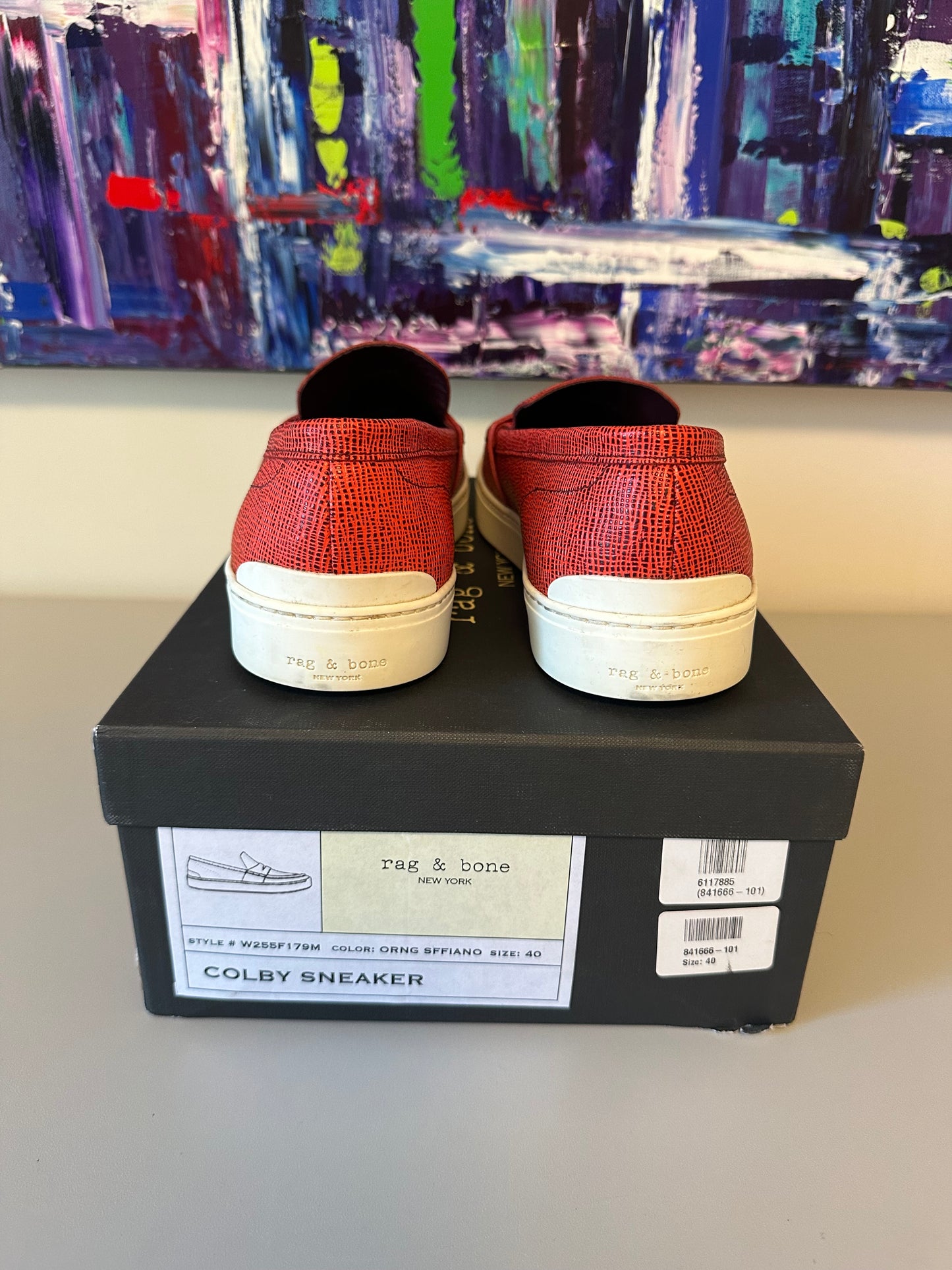 New Rag & Bone Colby Sneaker Loafer in Red Saffiano Leather | Size 40