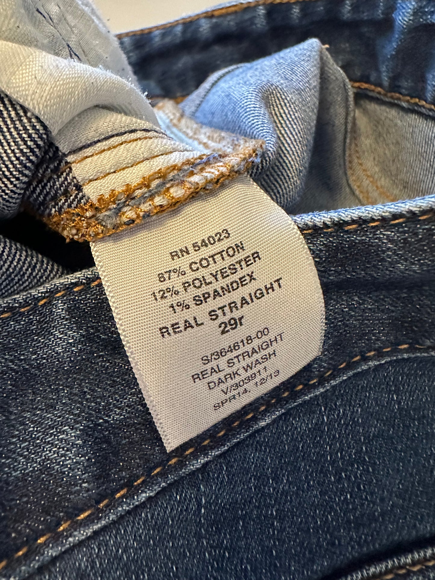 Gap 1969 Real Straight Jeans in Dark Wash Blue Stretch Denim | Size 29