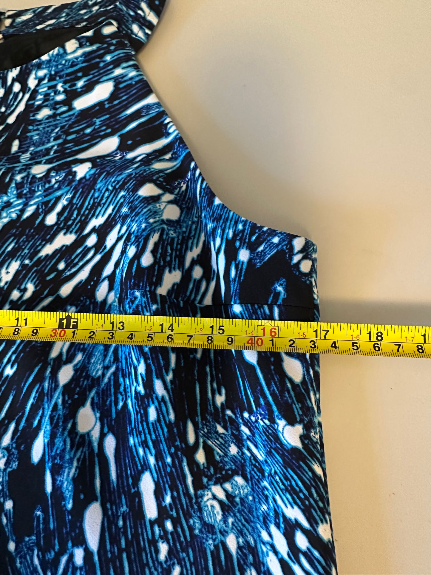 Ali Ro Blue Abstract Brushstroke Halter Shift Dress | Size 8