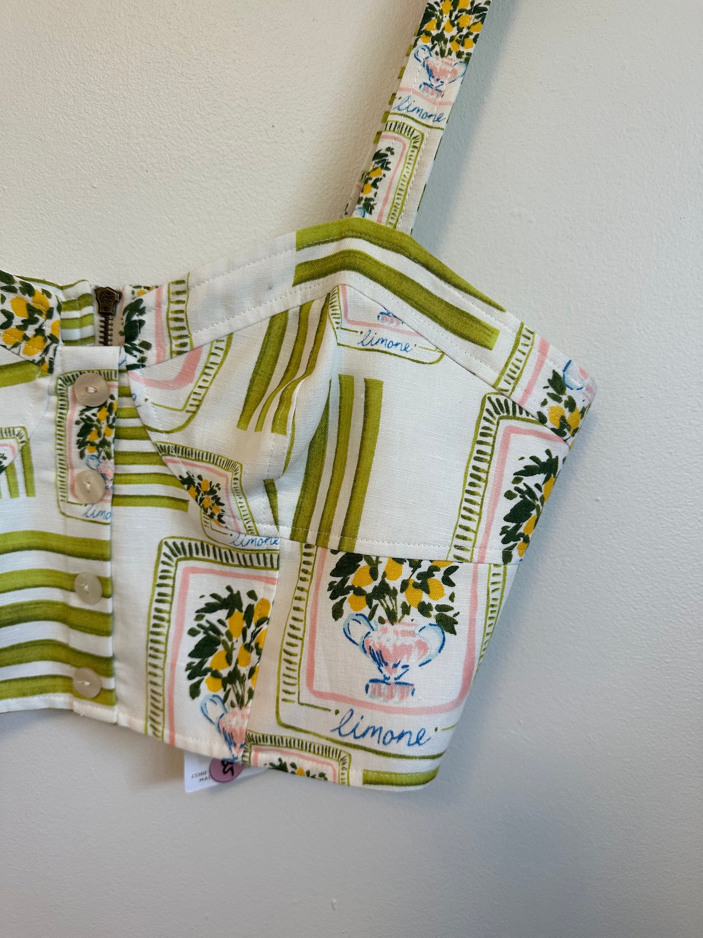 NWT Corey Lynn Calter Odell Linen Blend Crop Top in Lime Green | Size Large