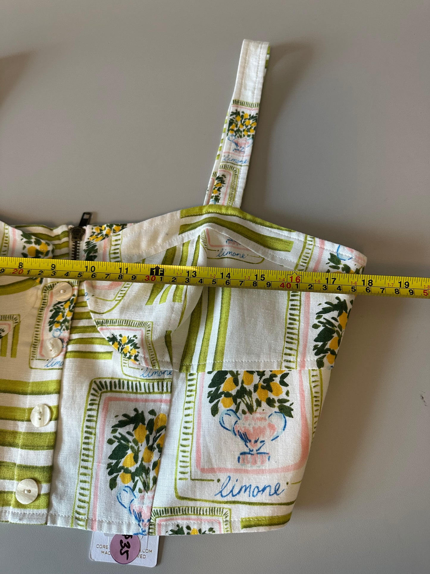 NWT Corey Lynn Calter Odell Linen Blend Crop Top in Lime Green | Size Large