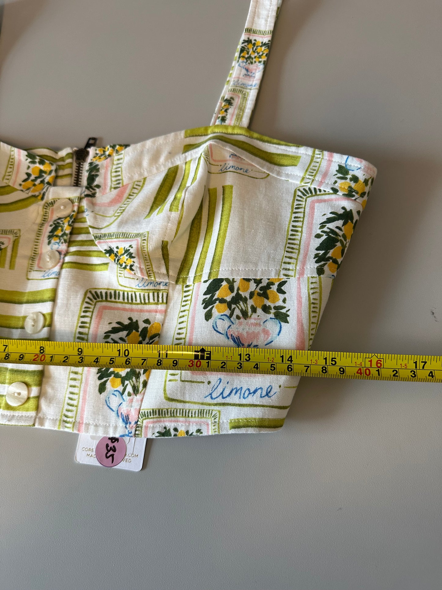 NWT Corey Lynn Calter Odell Linen Blend Crop Top in Lime Green | Size Large