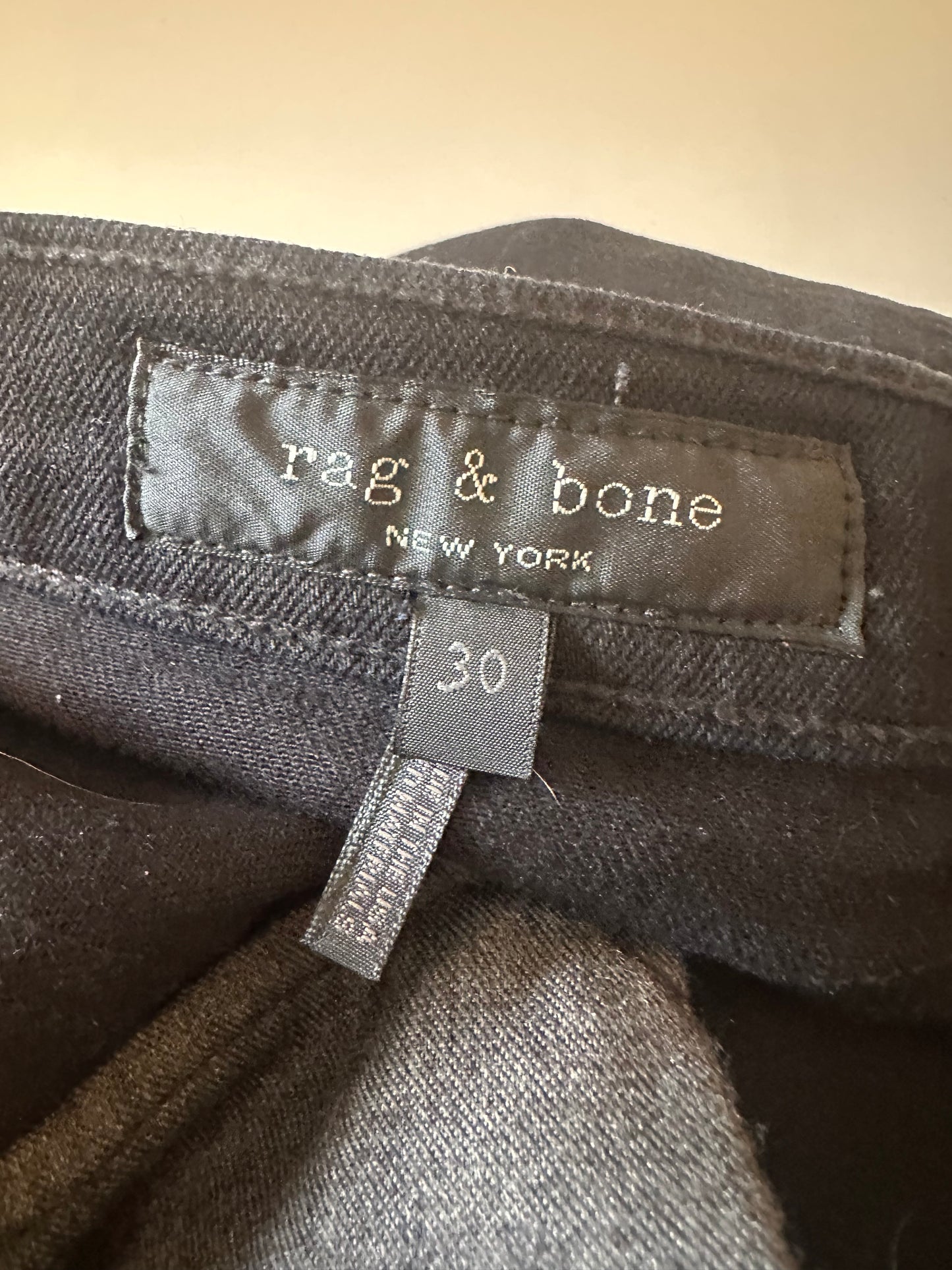 Rag & Bone Black Skinny Jeans Neon Pink Side Stripe Embroidered Size 30 USA