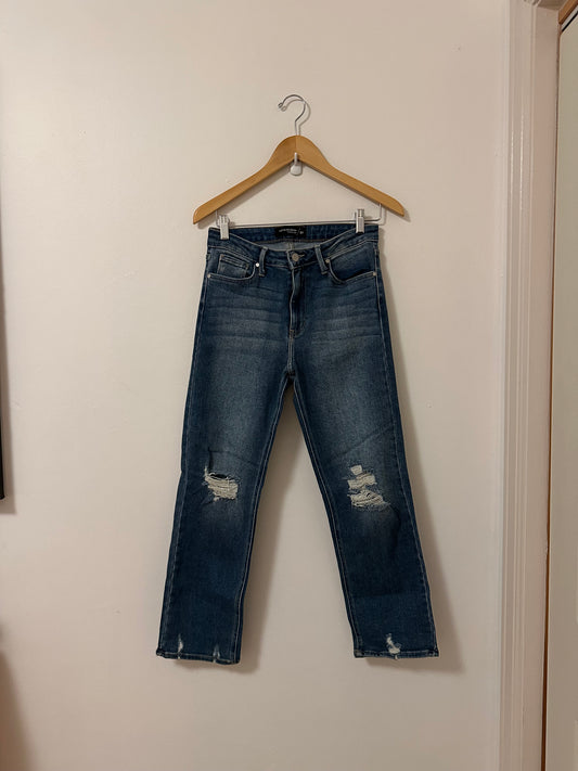 Just Black Denim Distressed Straight Leg Jeans | Size 27