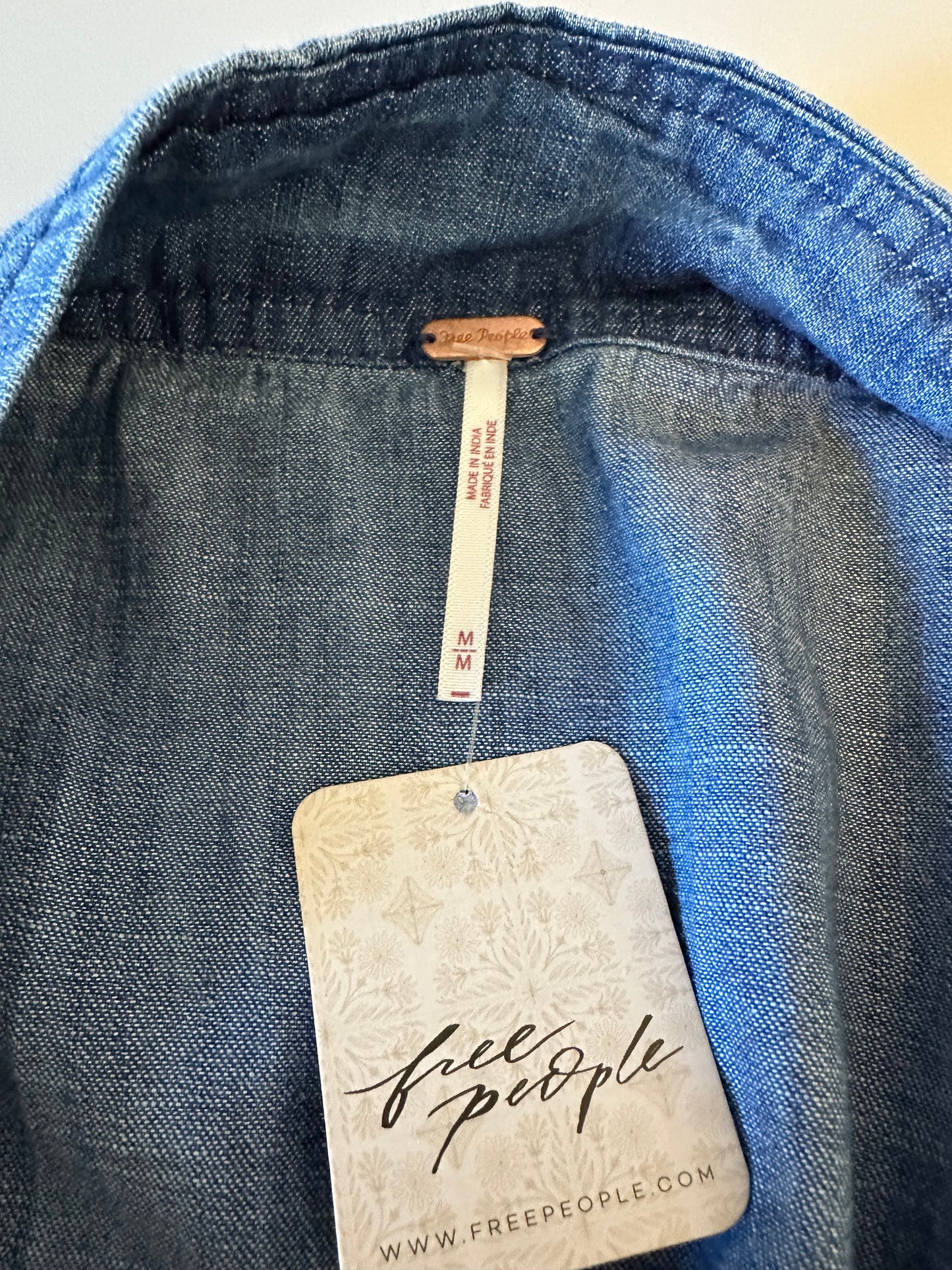 Free People NWT Louie Indigo Off The Shoulder Top | Size Medium