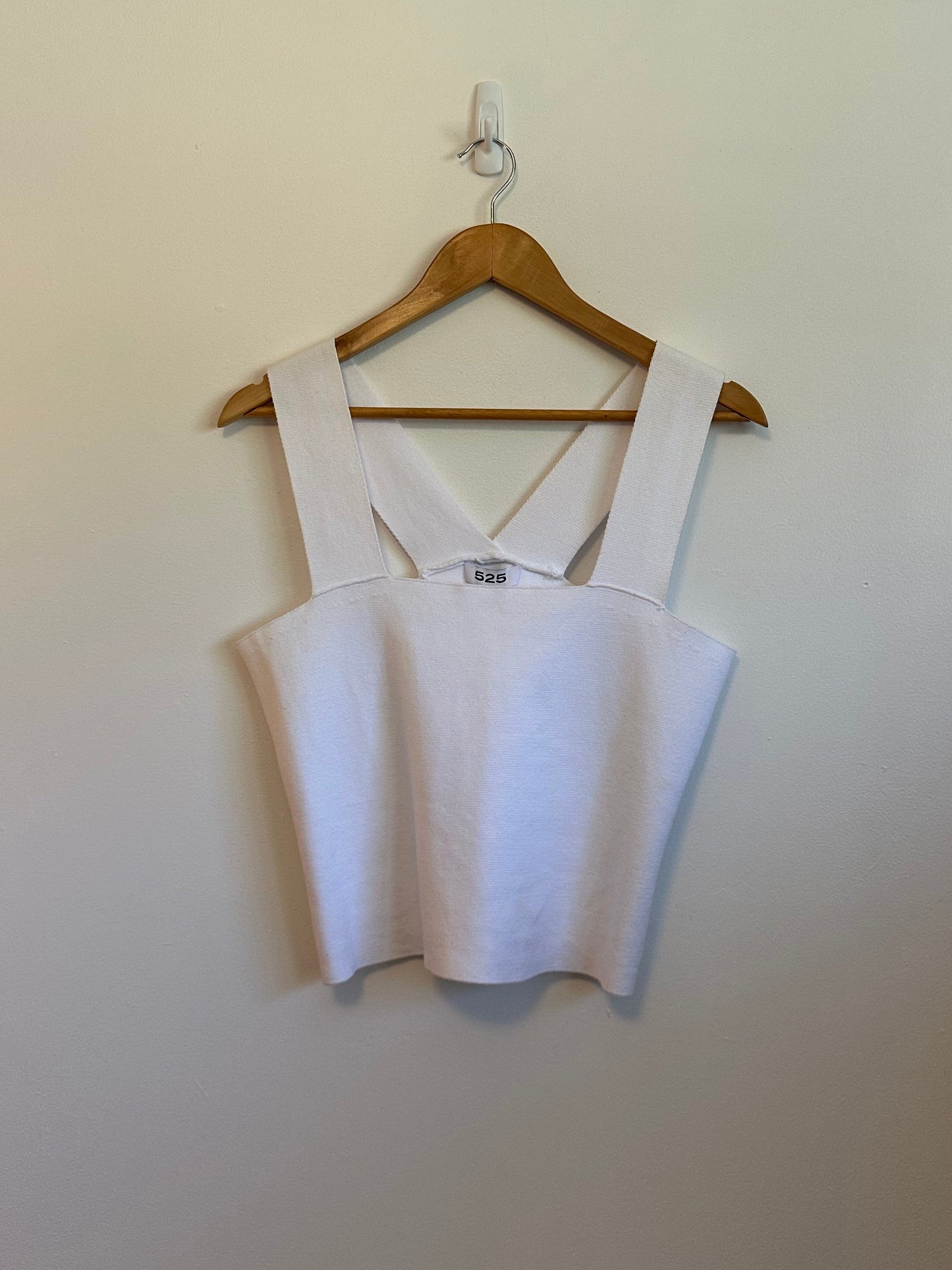 525 America NWT Square Neck White Knit Tank Top | Size Large