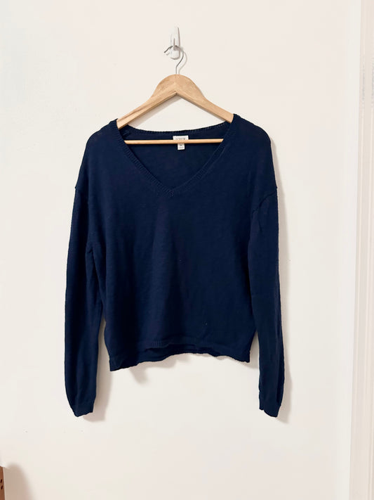 J. Crew Navy Blue V-Neck Cotton Blend Lightweight Sweater | Size Small
