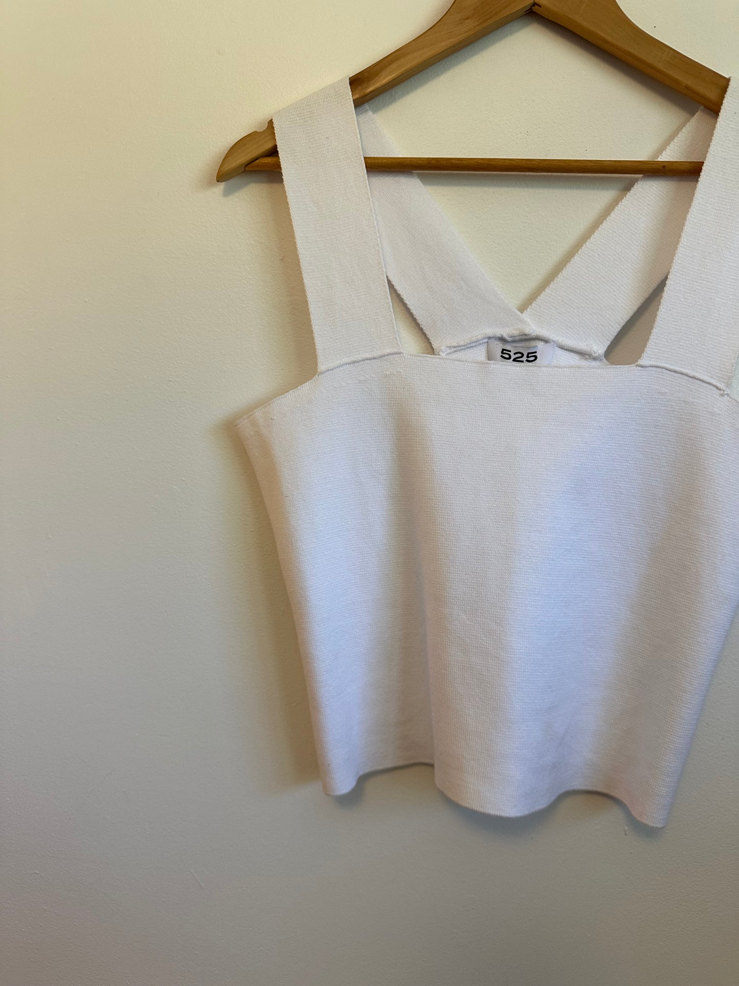 525 America NWT Square Neck White Knit Tank Top | Size Large