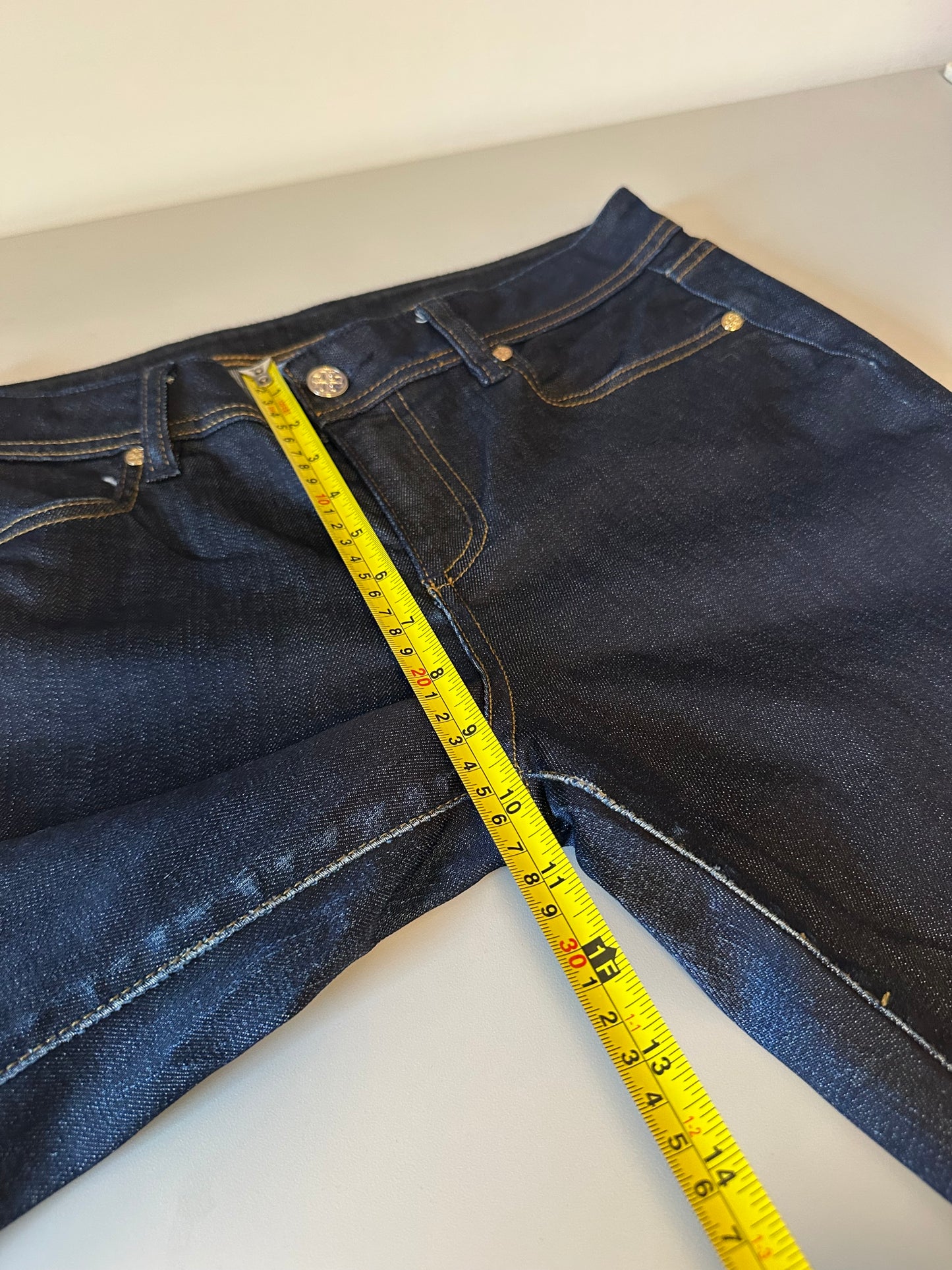 Tory Burch Dark Wash Cropped Straight Leg Jeans | Size 30
