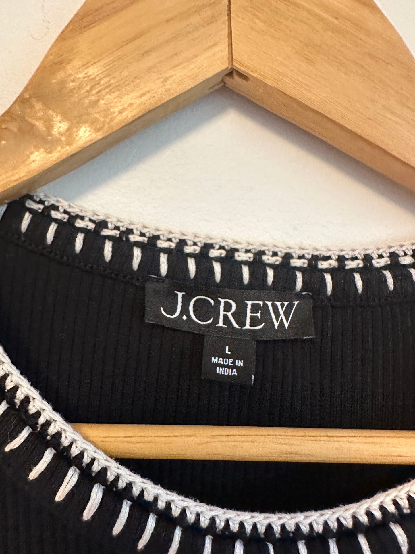 J. Crew Vintage Rib Shrunken T-Shirt with Contrast Stitch in Black | Size Large