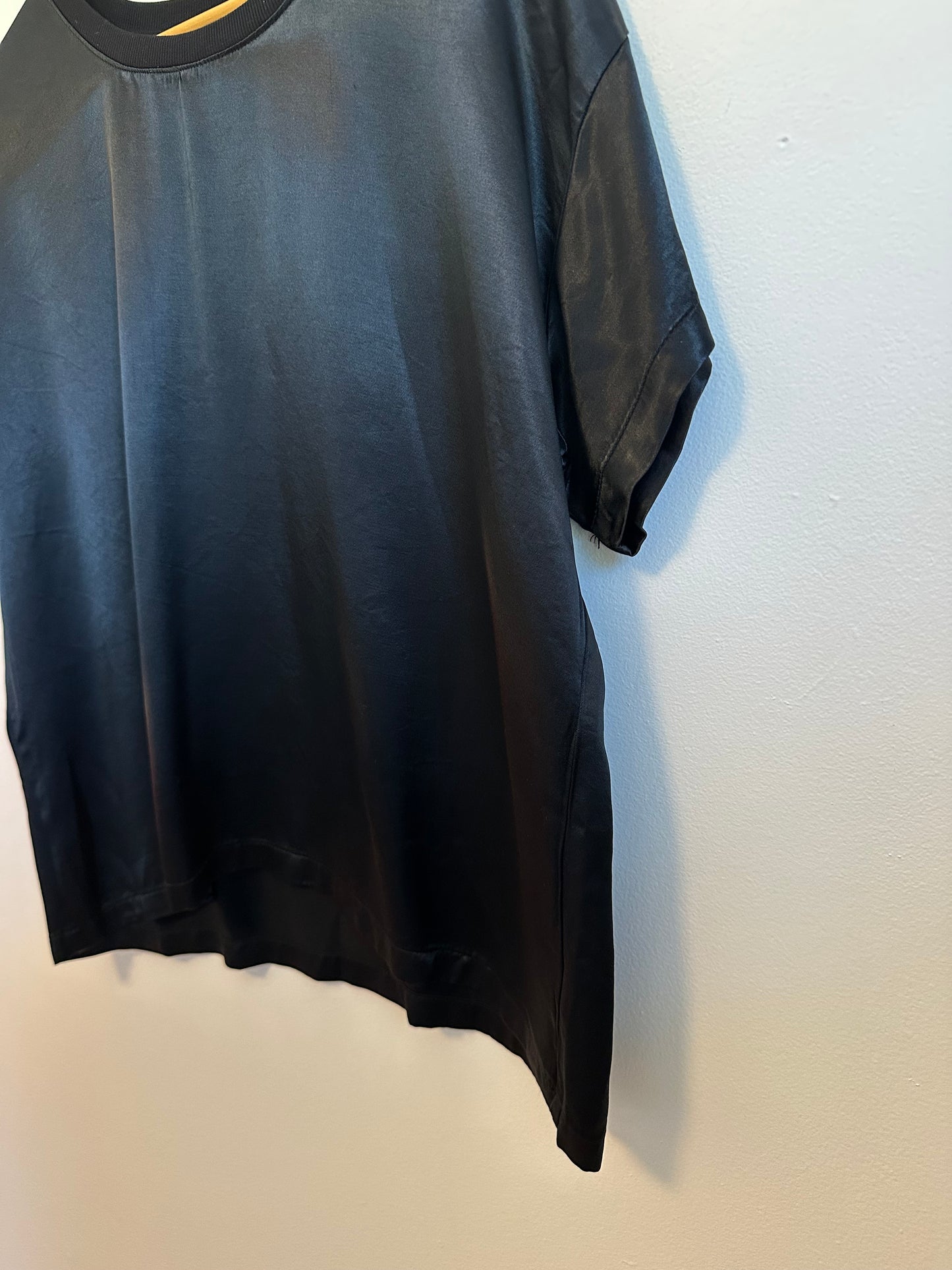 PJ Harlow NWT Black Satin Crewneck Pajama Shirt | Size Small