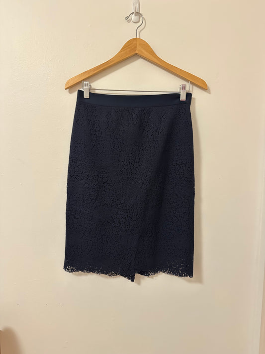 Ann Taylor Black Lace Cotton Blend Pencil Skirt | Size 2