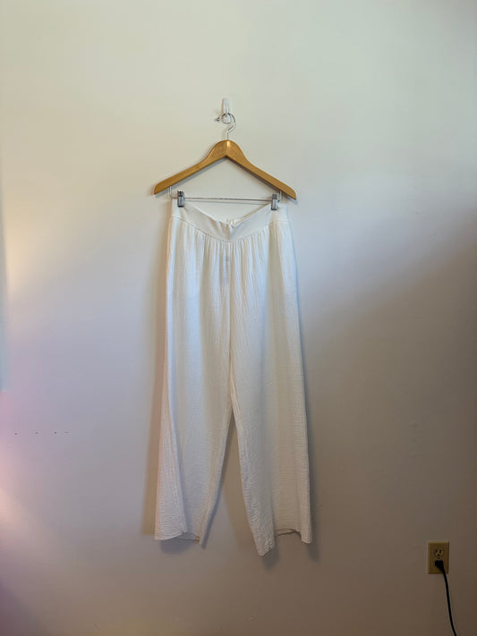 Hello Nite NWT Cotton Gauze Summer Pants in White Sand | Size Large