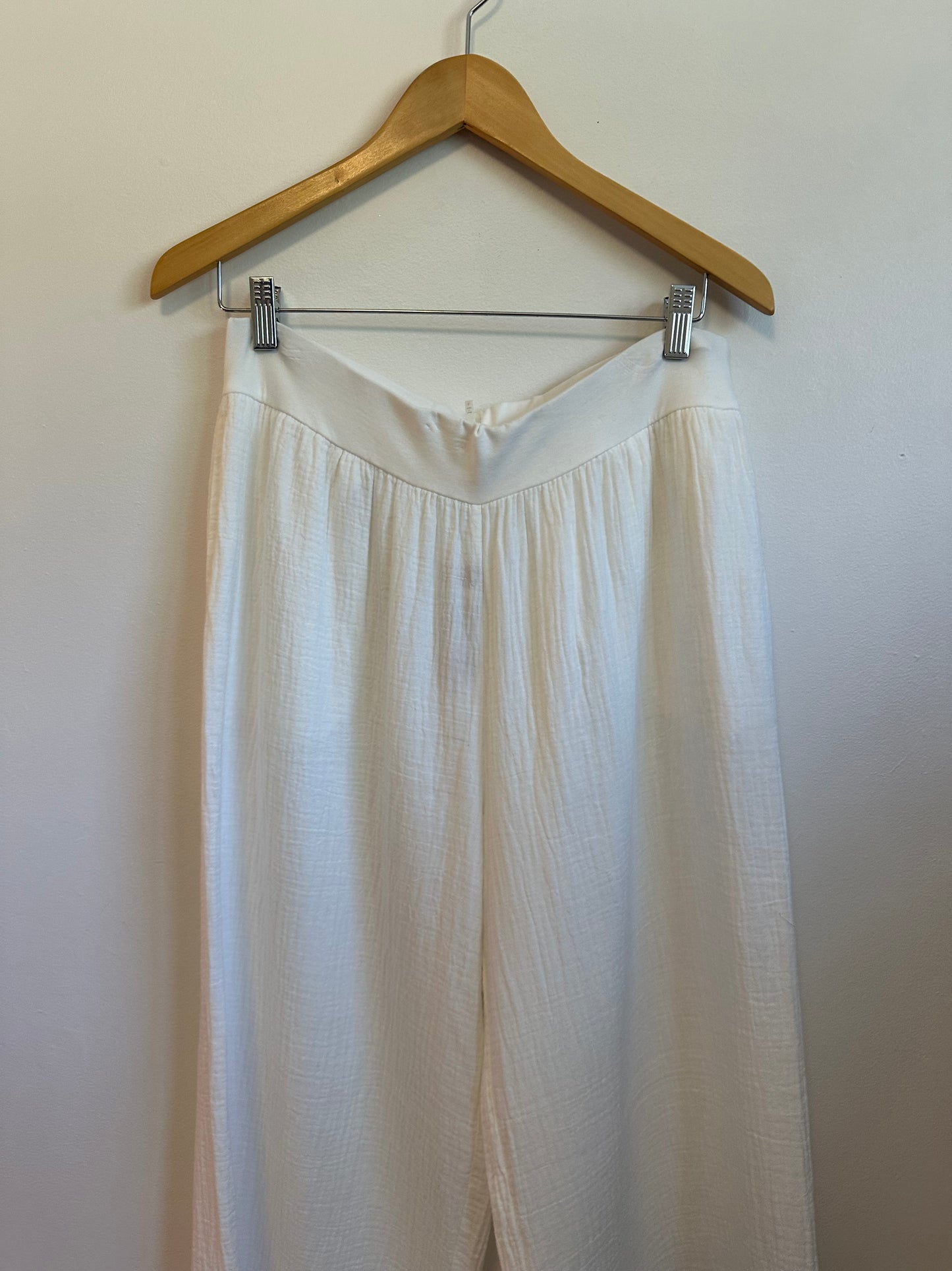 Hello Nite NWT Cotton Gauze Summer Pants in White Sand | Size Large