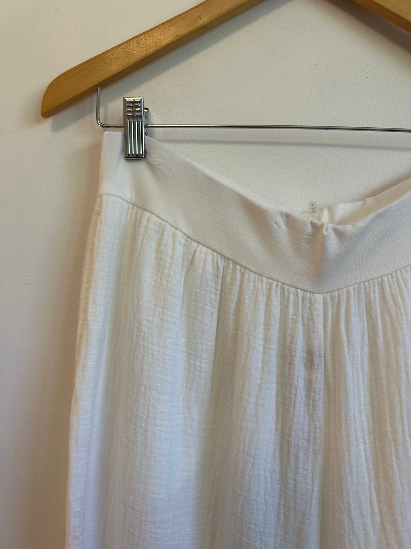 Hello Nite NWT Cotton Gauze Summer Pants in White Sand | Size Large
