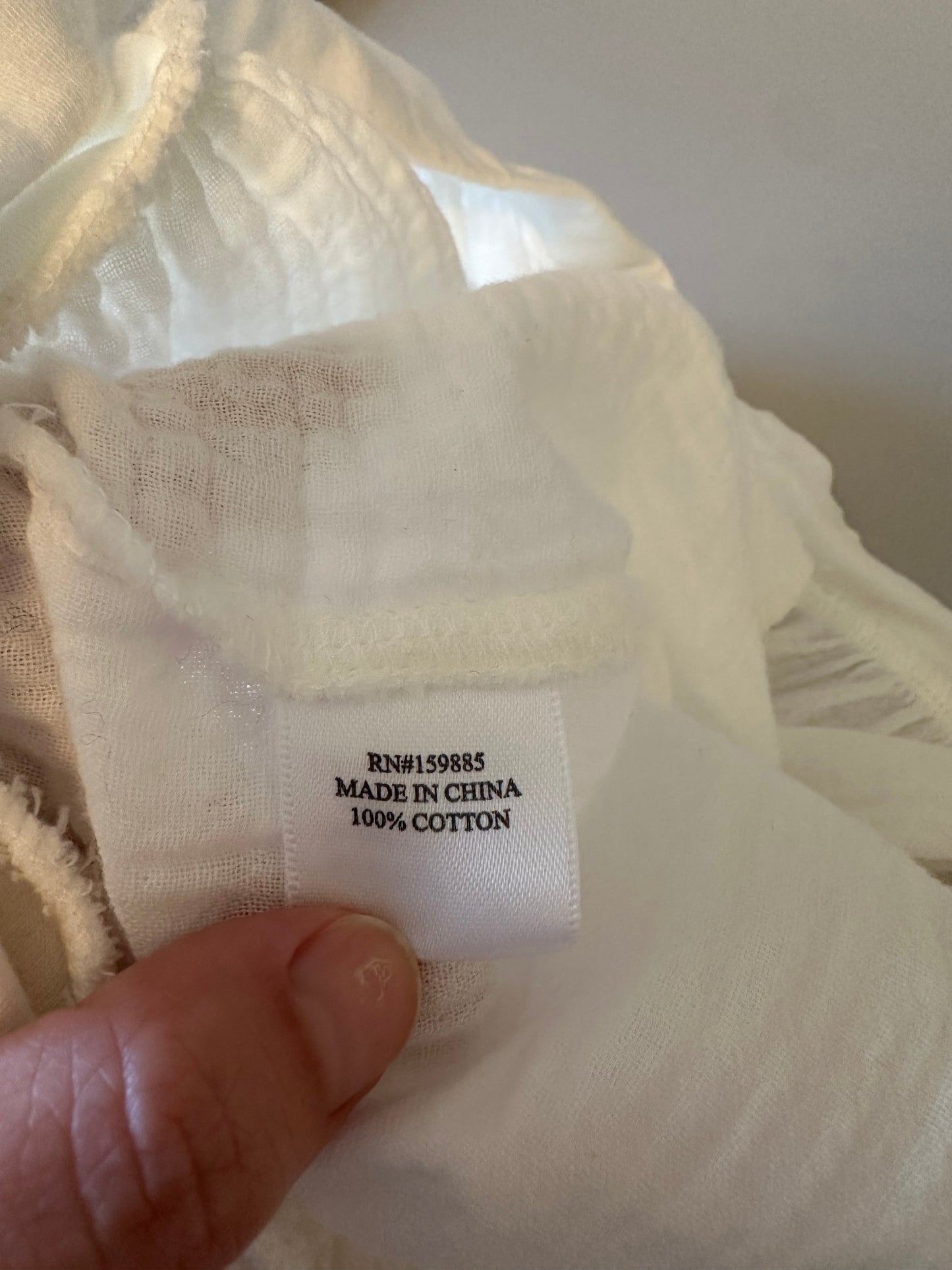 Hello Nite NWT Cotton Gauze Summer Pants in White Sand | Size Large
