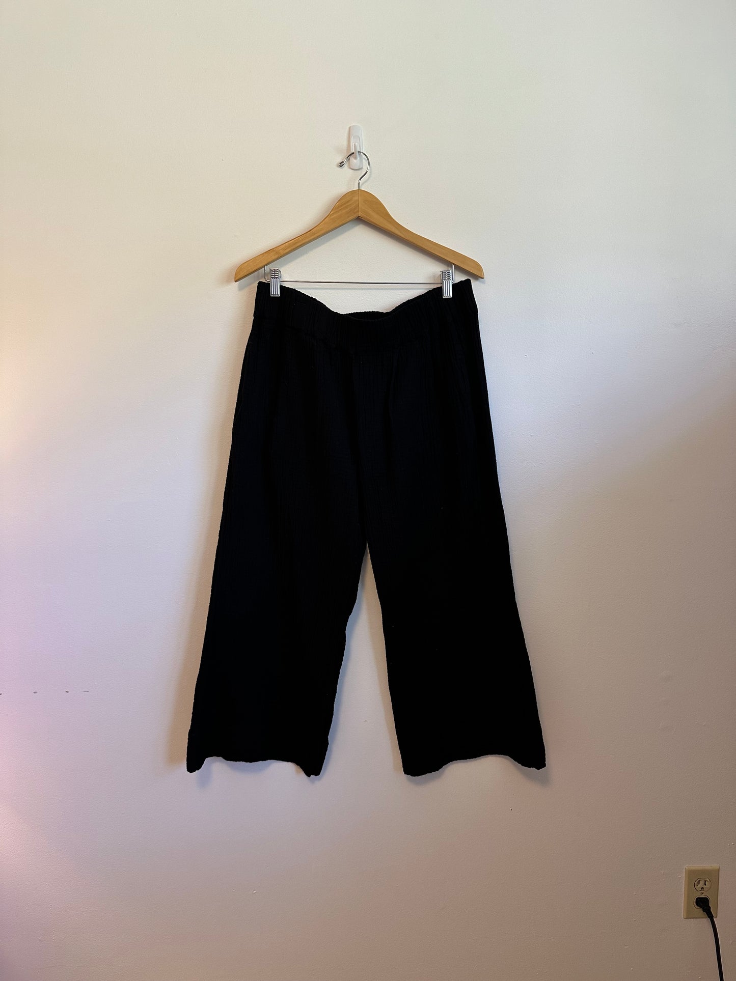 Shannon Passero NWT Reyanna Crop Pant in Black Cotton Gauze | Size XL