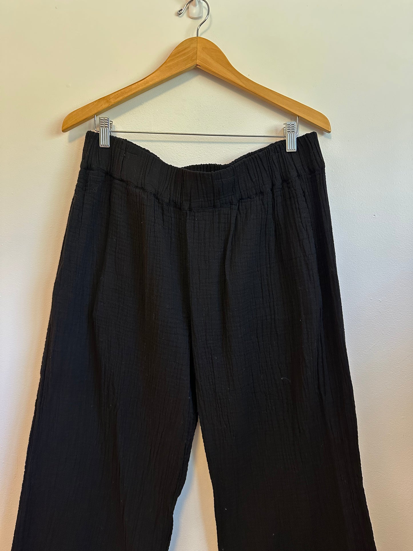 Shannon Passero NWT Reyanna Crop Pant in Black Cotton Gauze | Size XL