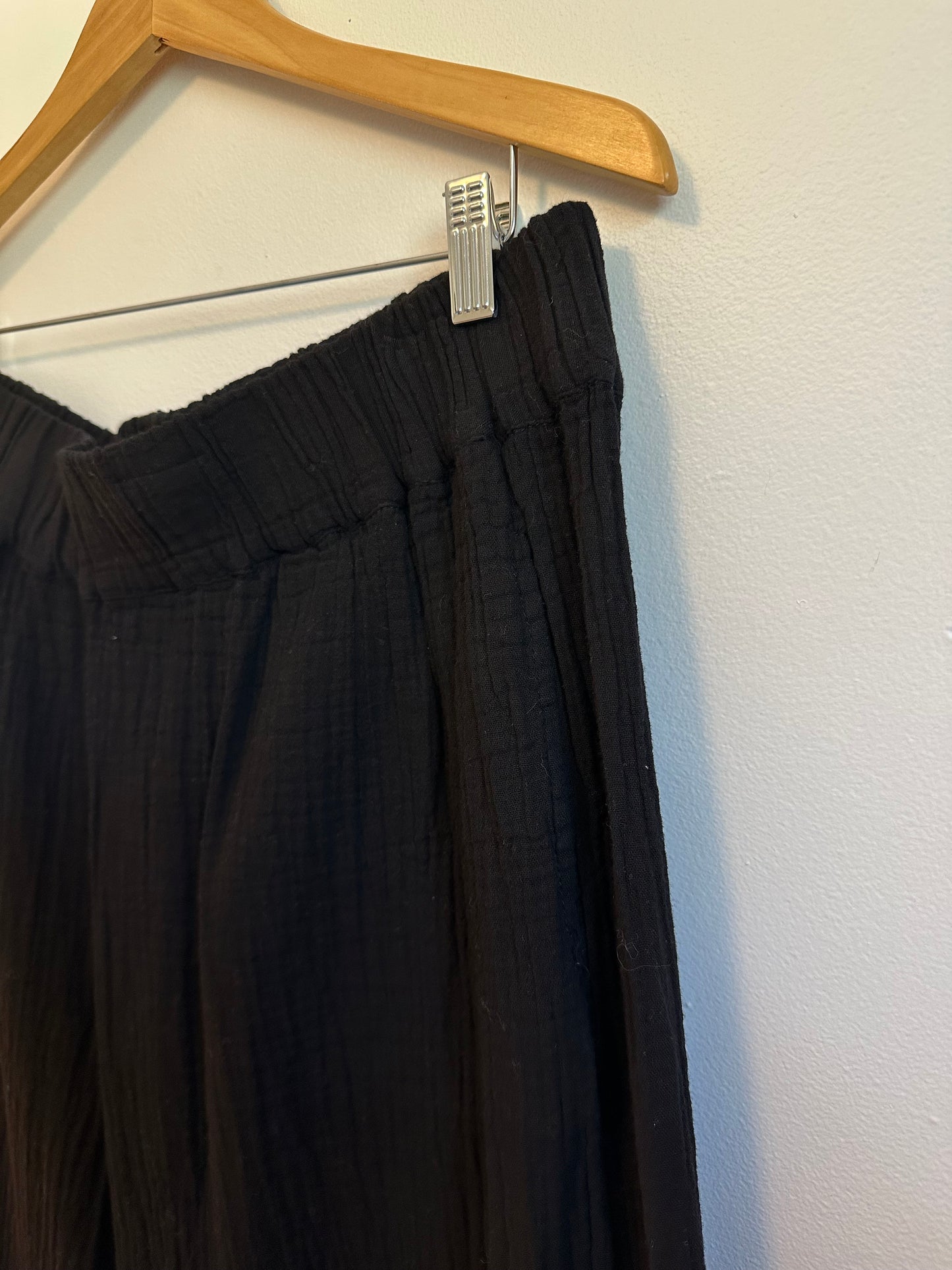 Shannon Passero NWT Reyanna Crop Pant in Black Cotton Gauze | Size XL