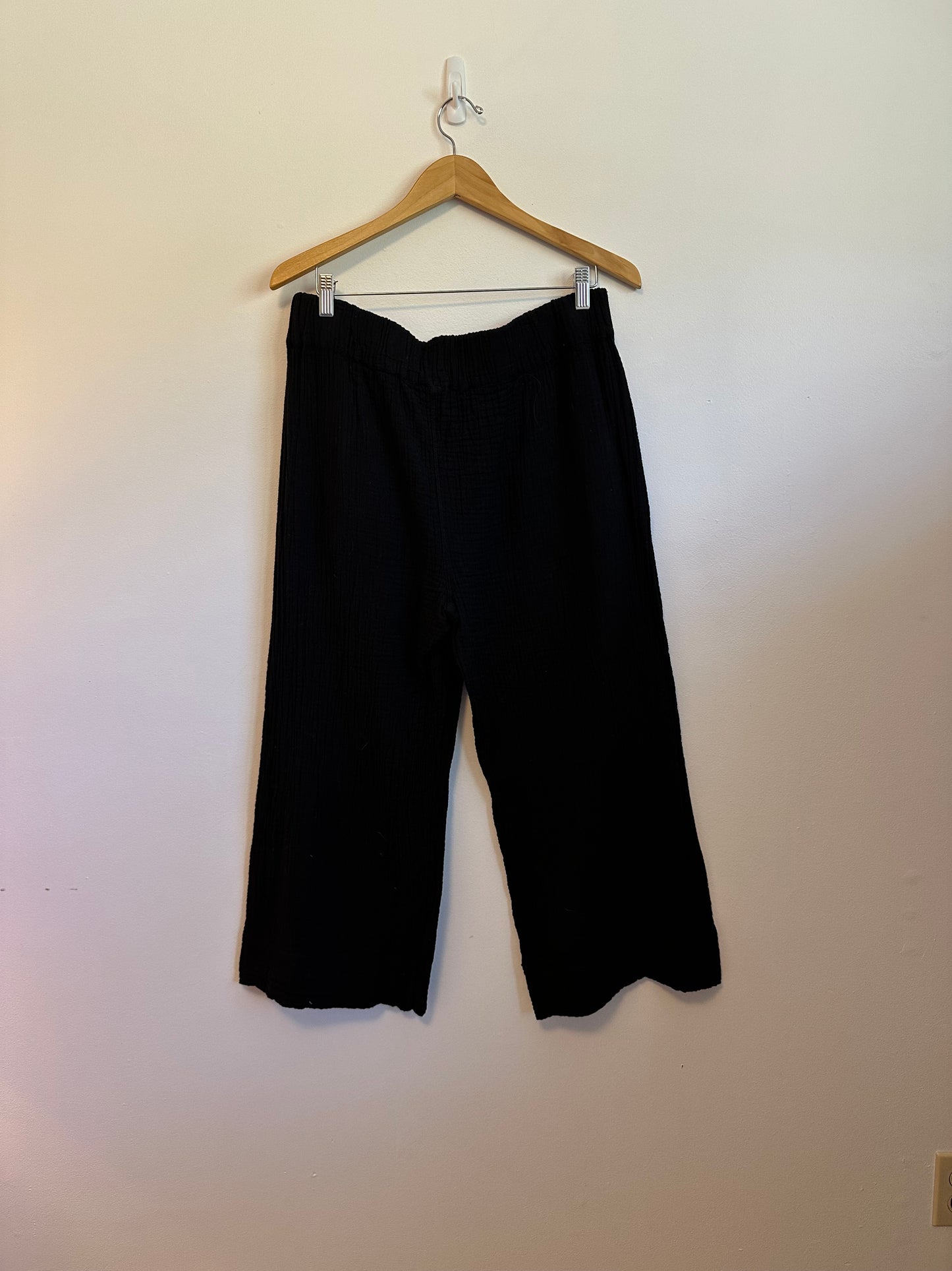 Shannon Passero NWT Reyanna Crop Pant in Black Cotton Gauze | Size XL