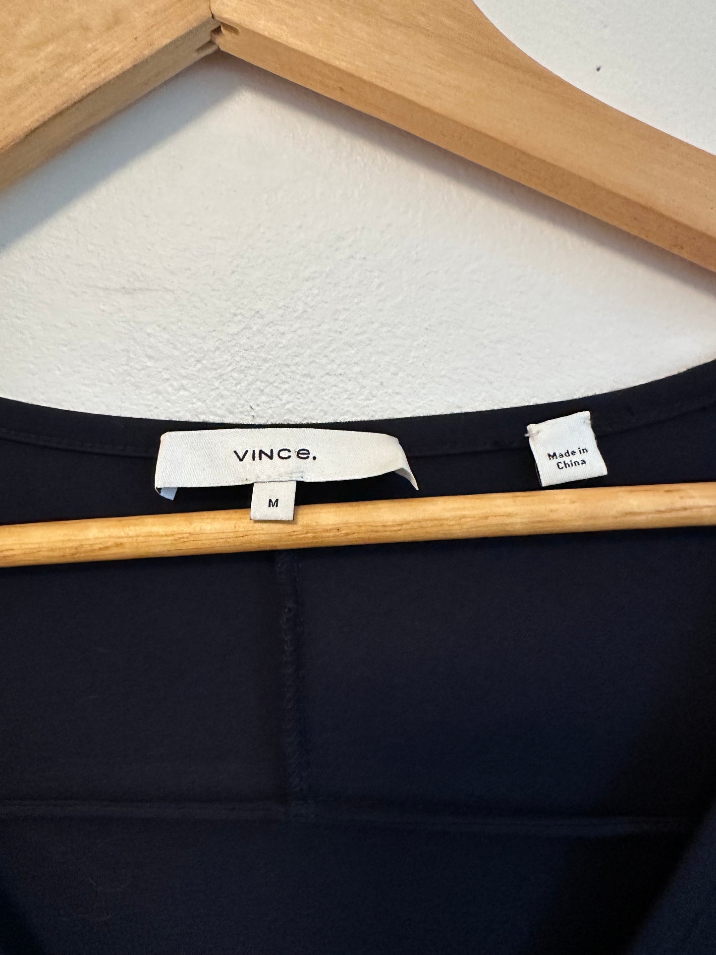 Vince Navy Blue V-Neck Tie Waist Dolman Sleeve Jersey Dress | Size Medium