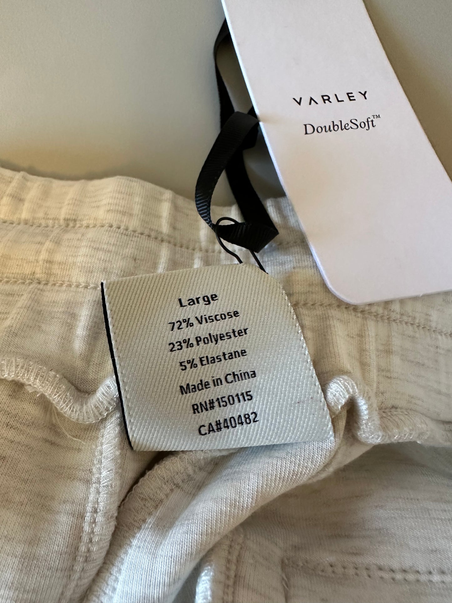 Varley NWT Slim Cuff Sweatpants in Ivory Gray Marl | Size Large