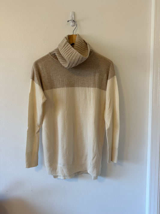 Ann Taylor Colorblock Turtleck 100% Cashmere Sweater | Size XS