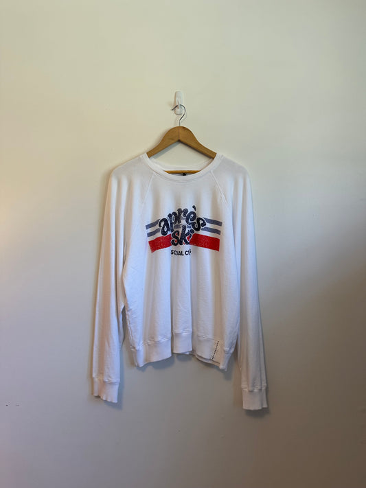Michael Stars NWT Apres Ski Logo White French Terry Sweatshirt | Size XL