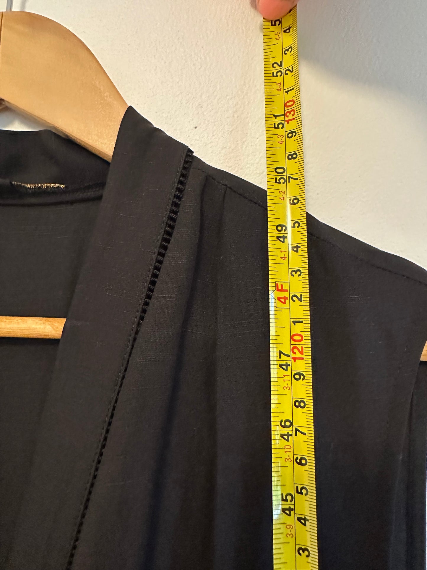KOBI HALPERIN Anna Sleeveless Tiered Dress Black Tencel and Linen Dress | Size Large