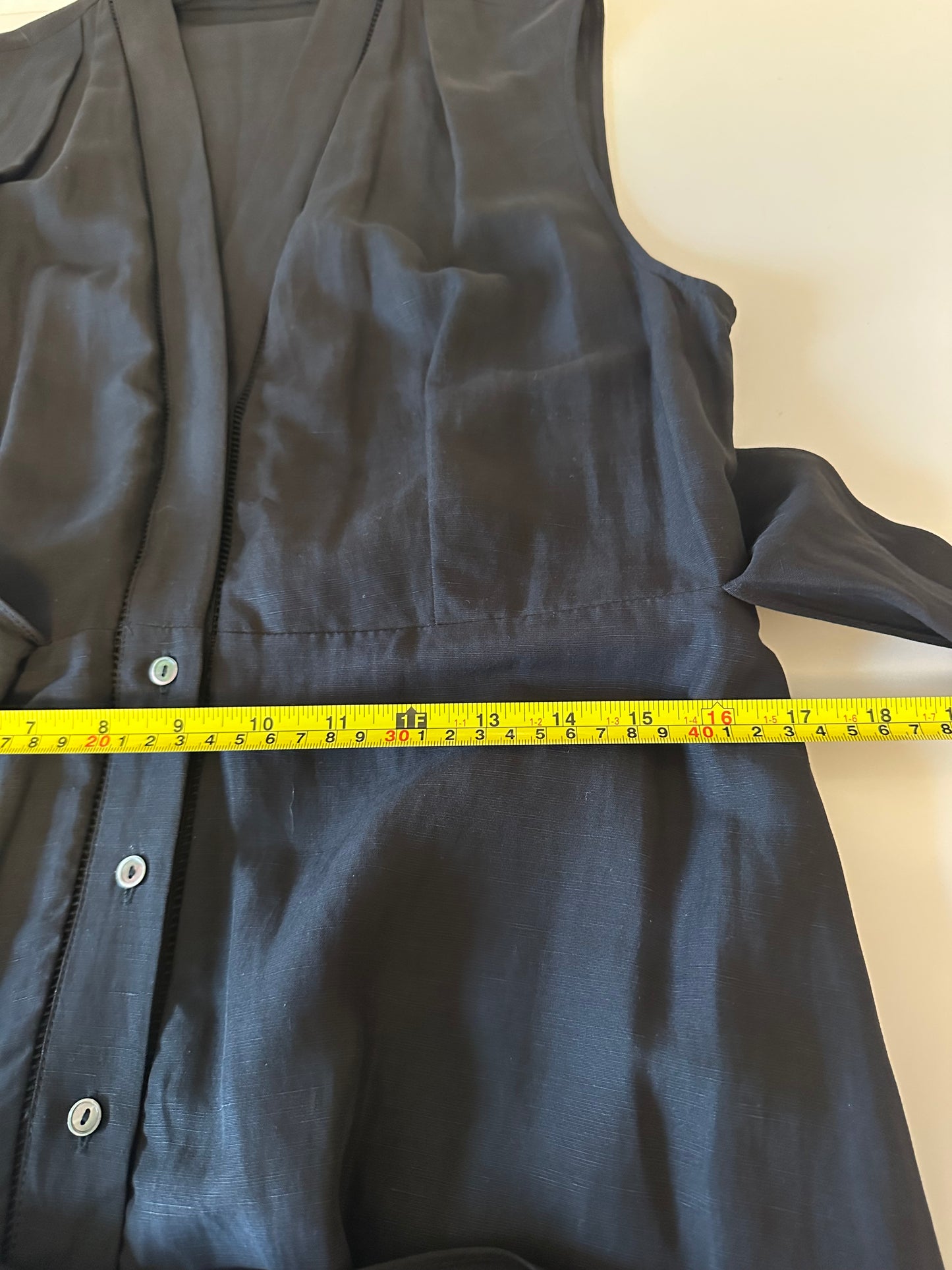 KOBI HALPERIN Anna Sleeveless Tiered Dress Black Tencel and Linen Dress | Size Large