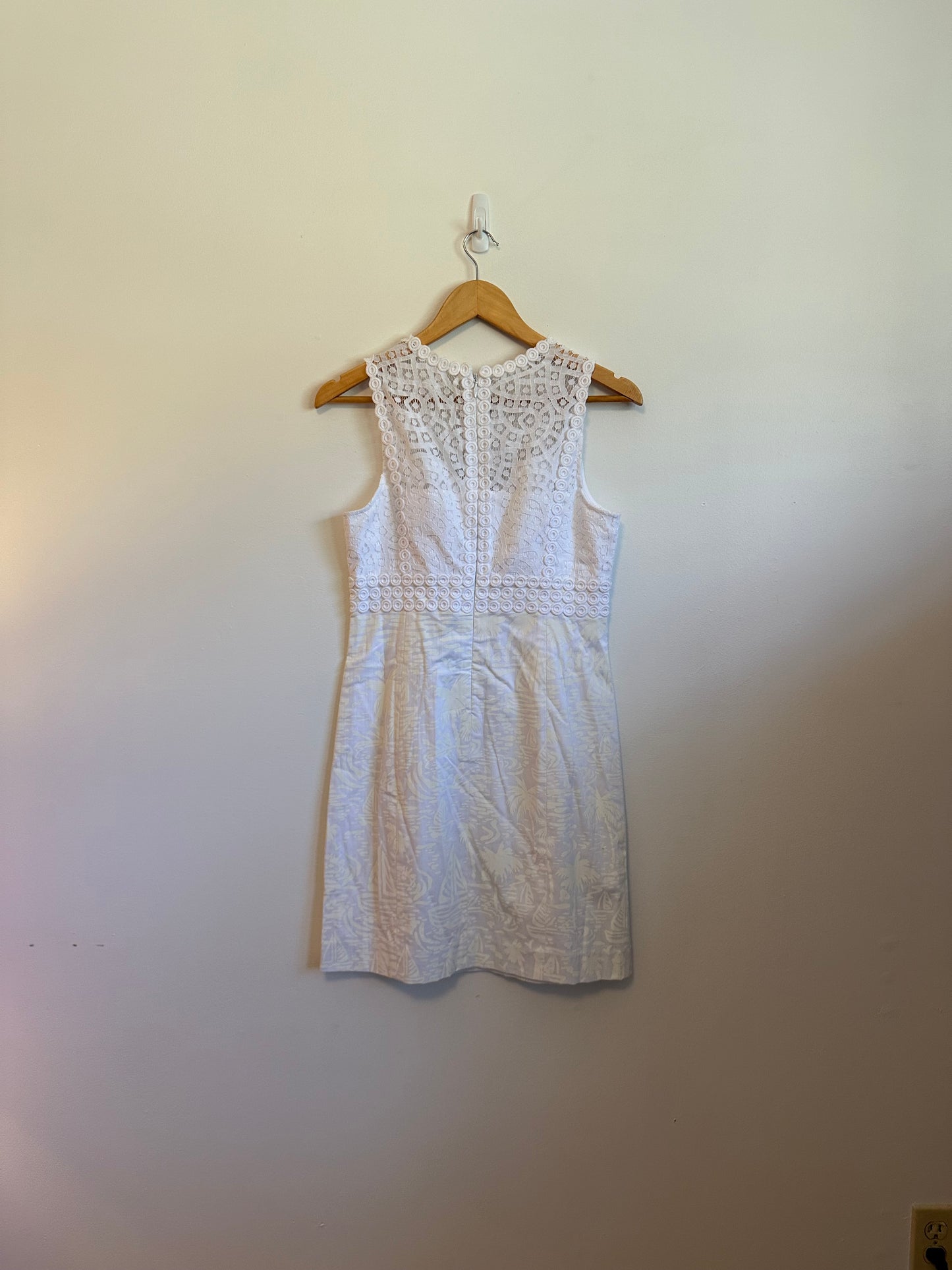Lillly Pulitzer Leigh Stretch Lace Mixed Media Shirt Dress in White | Size 2