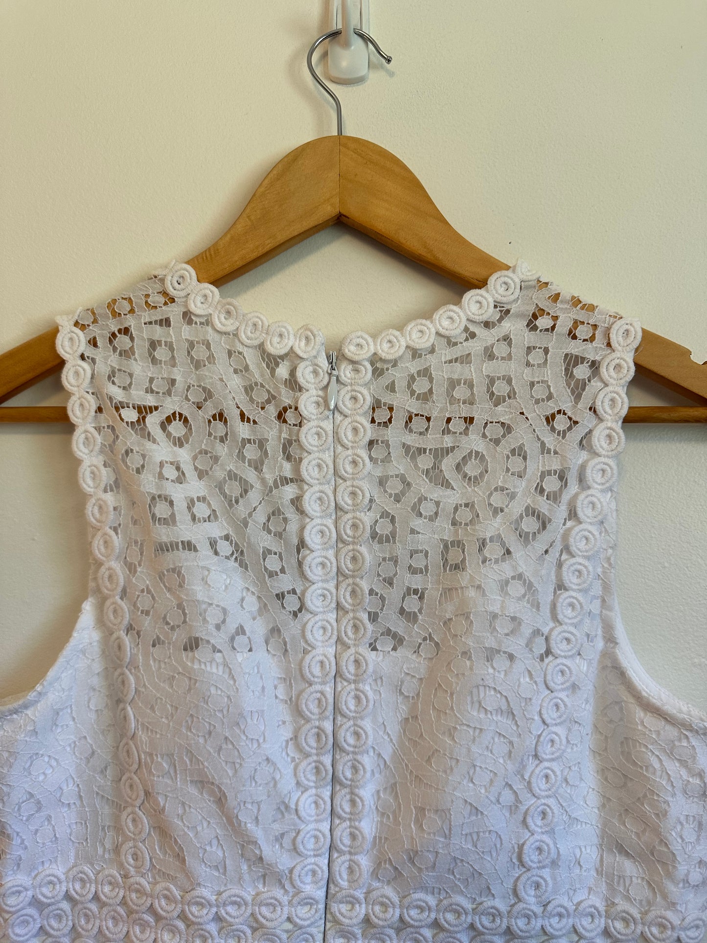 Lillly Pulitzer Leigh Stretch Lace Mixed Media Shirt Dress in White | Size 2