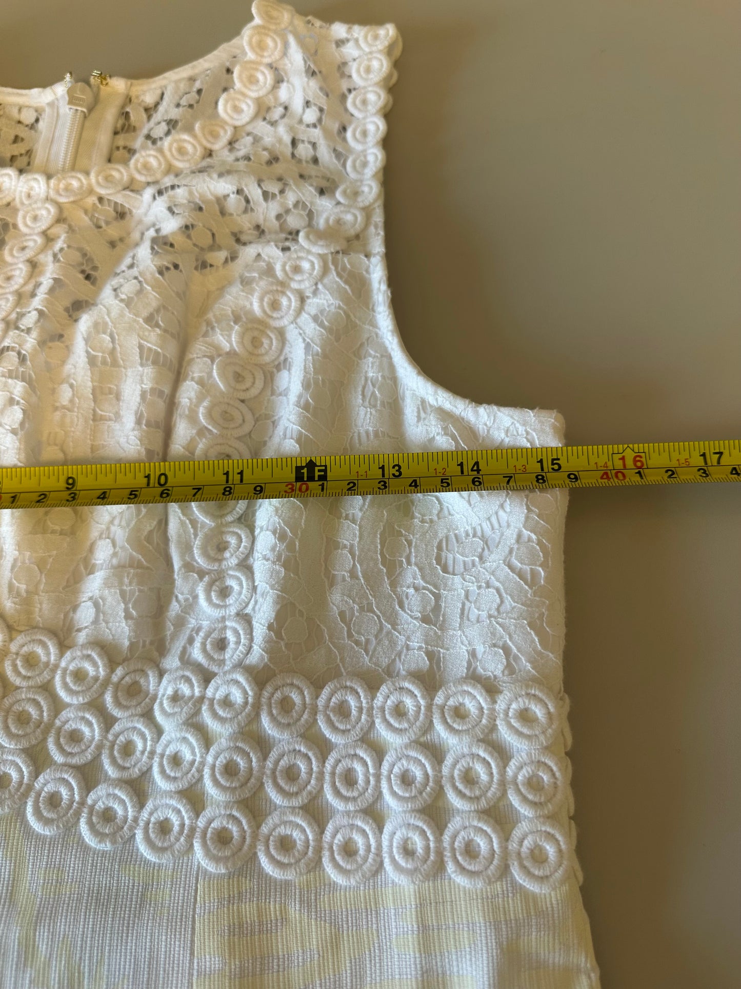 Lillly Pulitzer Leigh Stretch Lace Mixed Media Shirt Dress in White | Size 2
