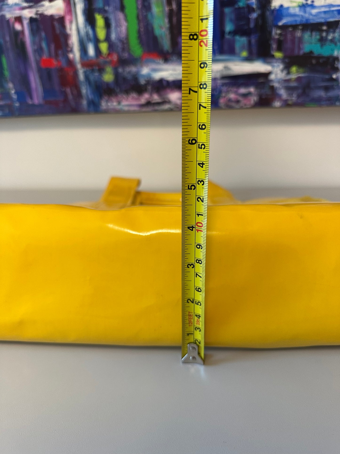 Tory Burch Ella Yellow Patent Leather and Woven Straw Tote Bag