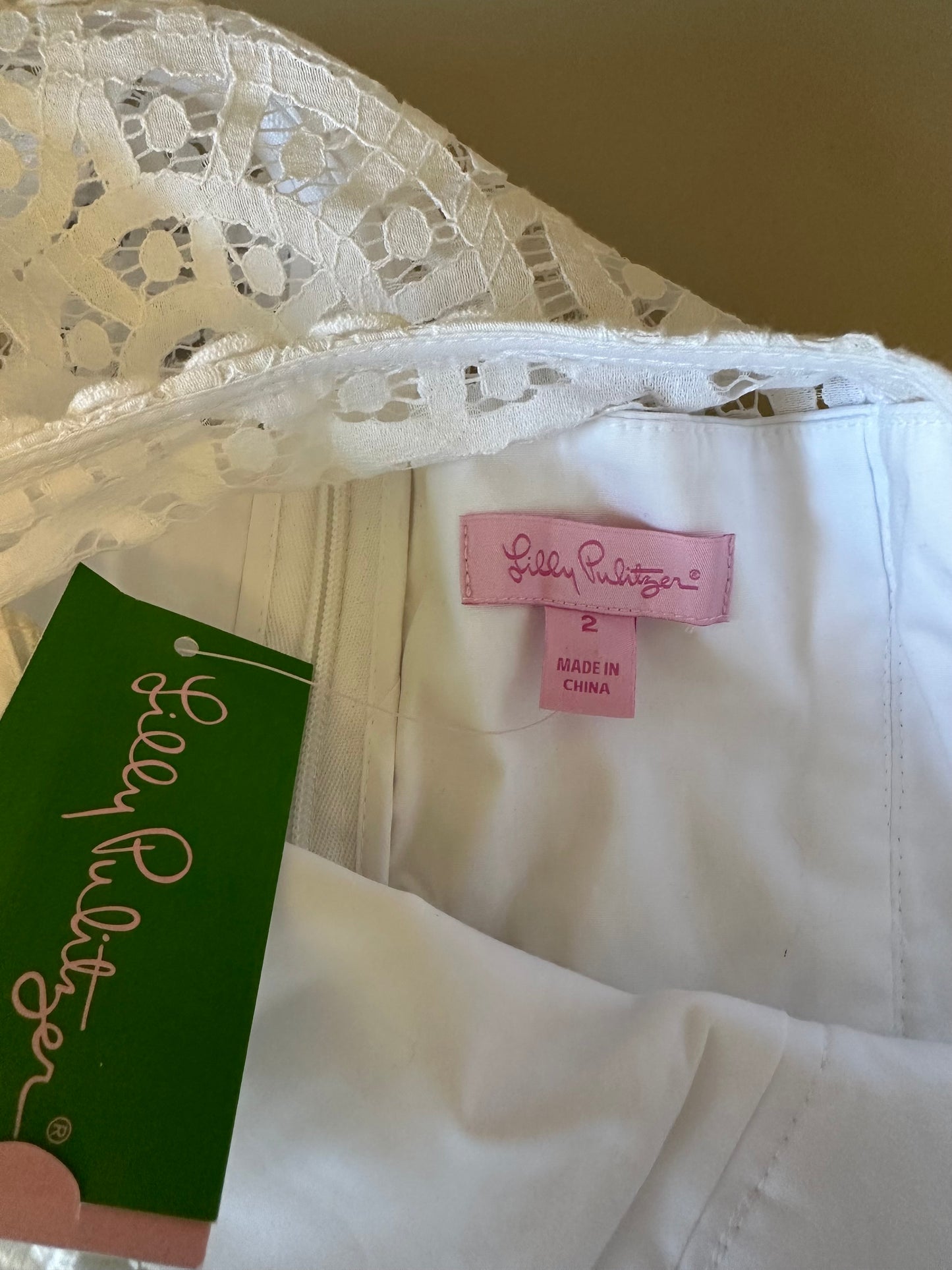 Lillly Pulitzer Leigh Stretch Lace Mixed Media Shirt Dress in White | Size 2