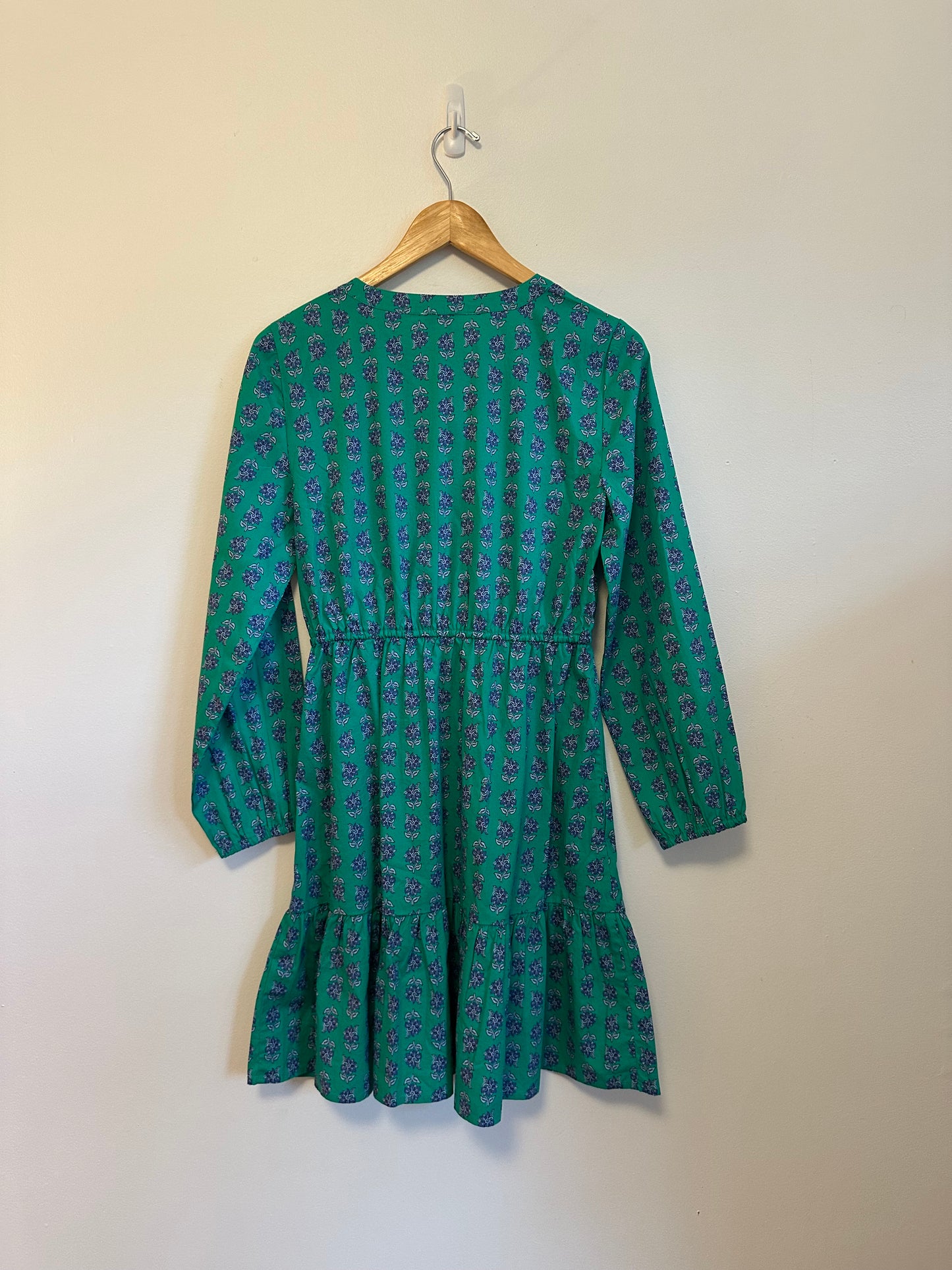 NWT J. Crew Green Floral Cotton Long Sleeve Mini Dress | Size 2