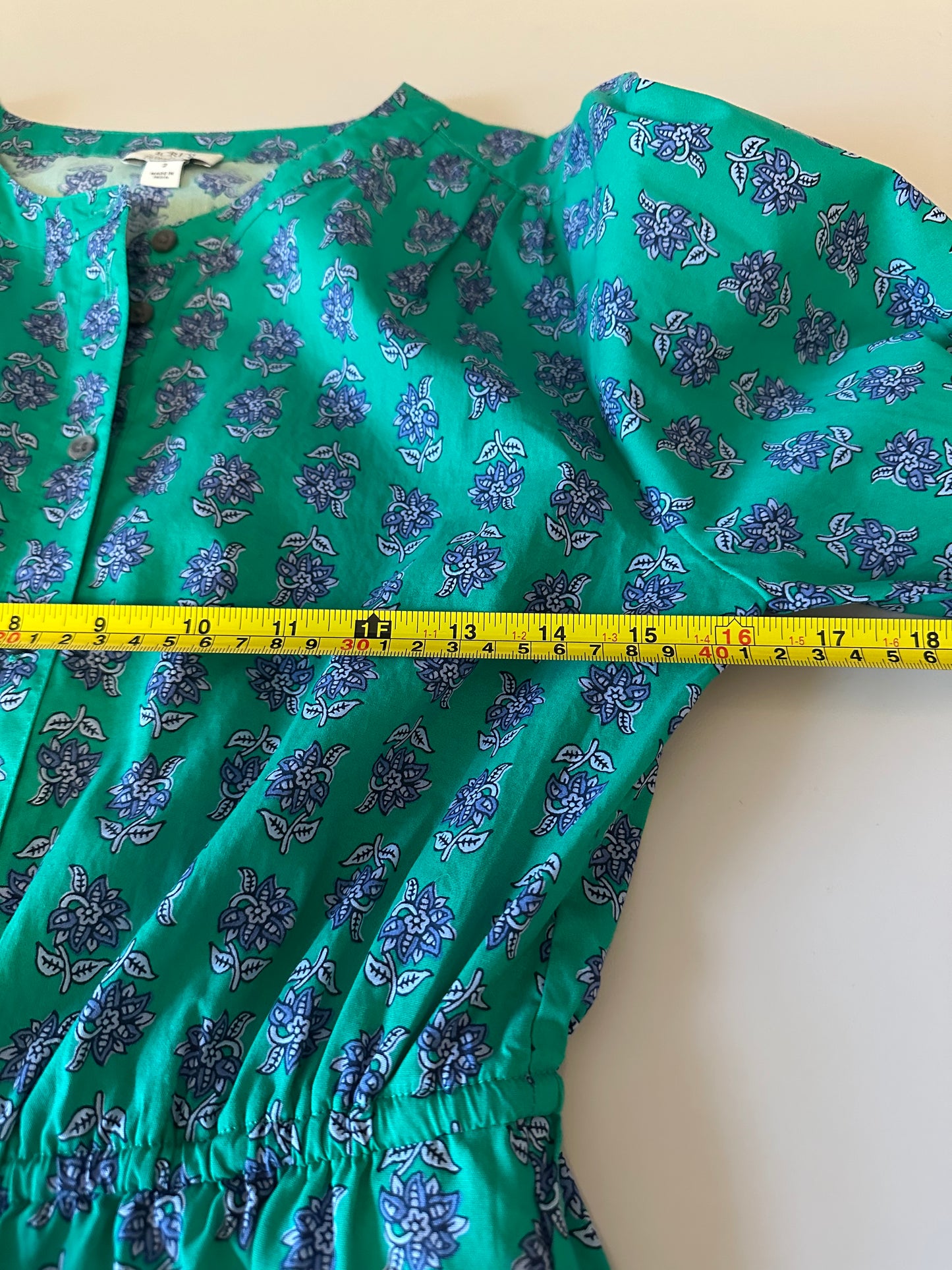 NWT J. Crew Green Floral Cotton Long Sleeve Mini Dress | Size 2
