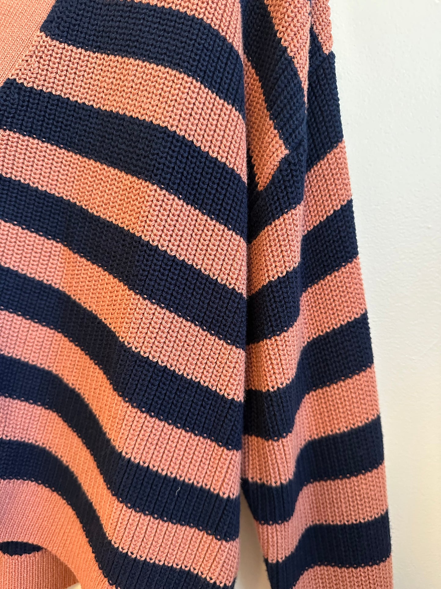 525 America NWT Charlie Striped Cropped Cardigan in Rose and Navy | Size Large