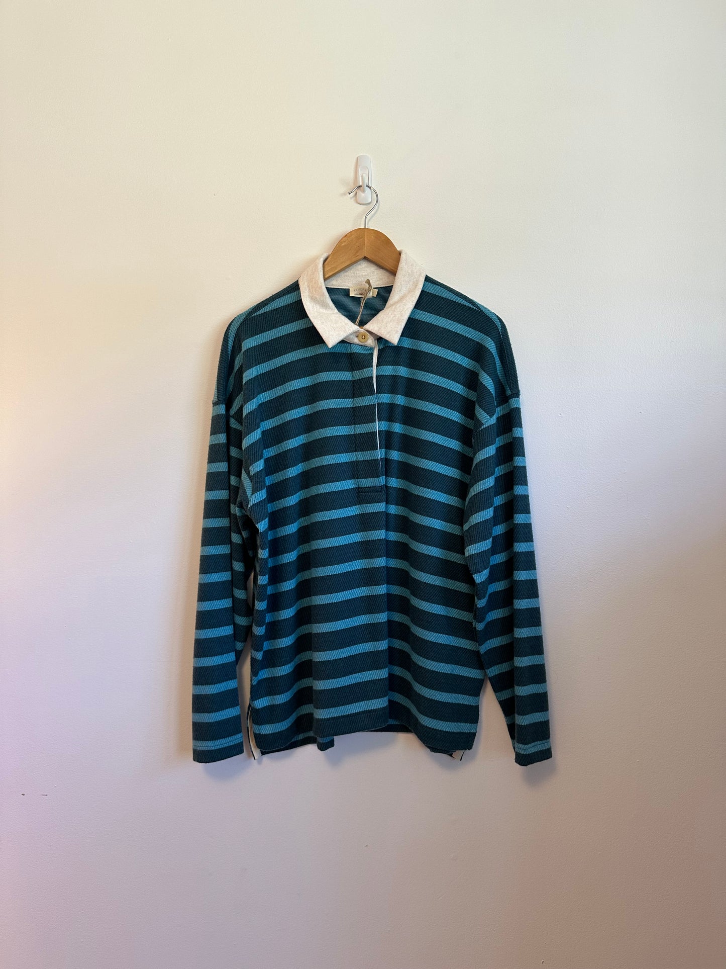 NWT Faherty Legend Sweater Rugby Popover in Blue Stripe | Size XL