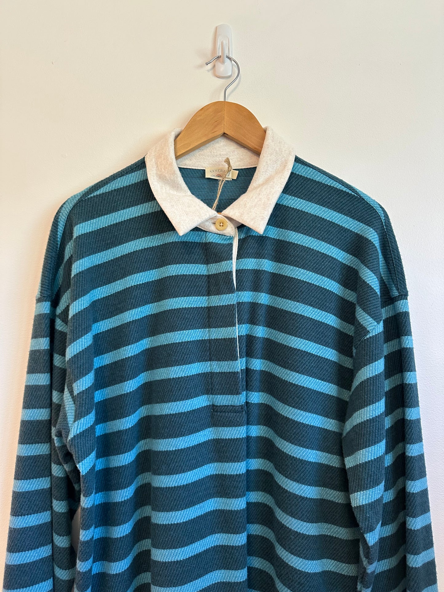NWT Faherty Legend Sweater Rugby Popover in Blue Stripe | Size XL