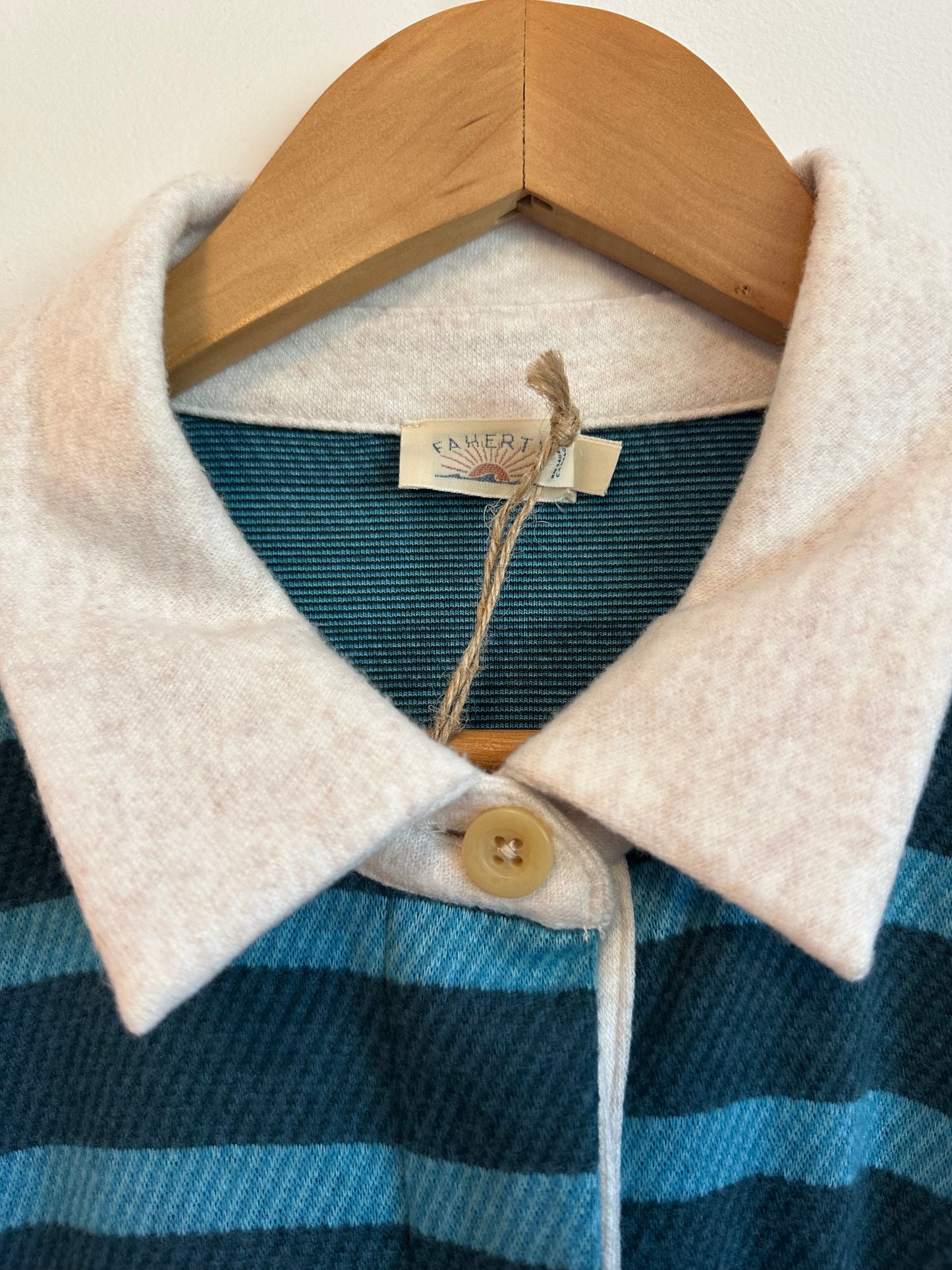 NWT Faherty Legend Sweater Rugby Popover in Blue Stripe | Size XL