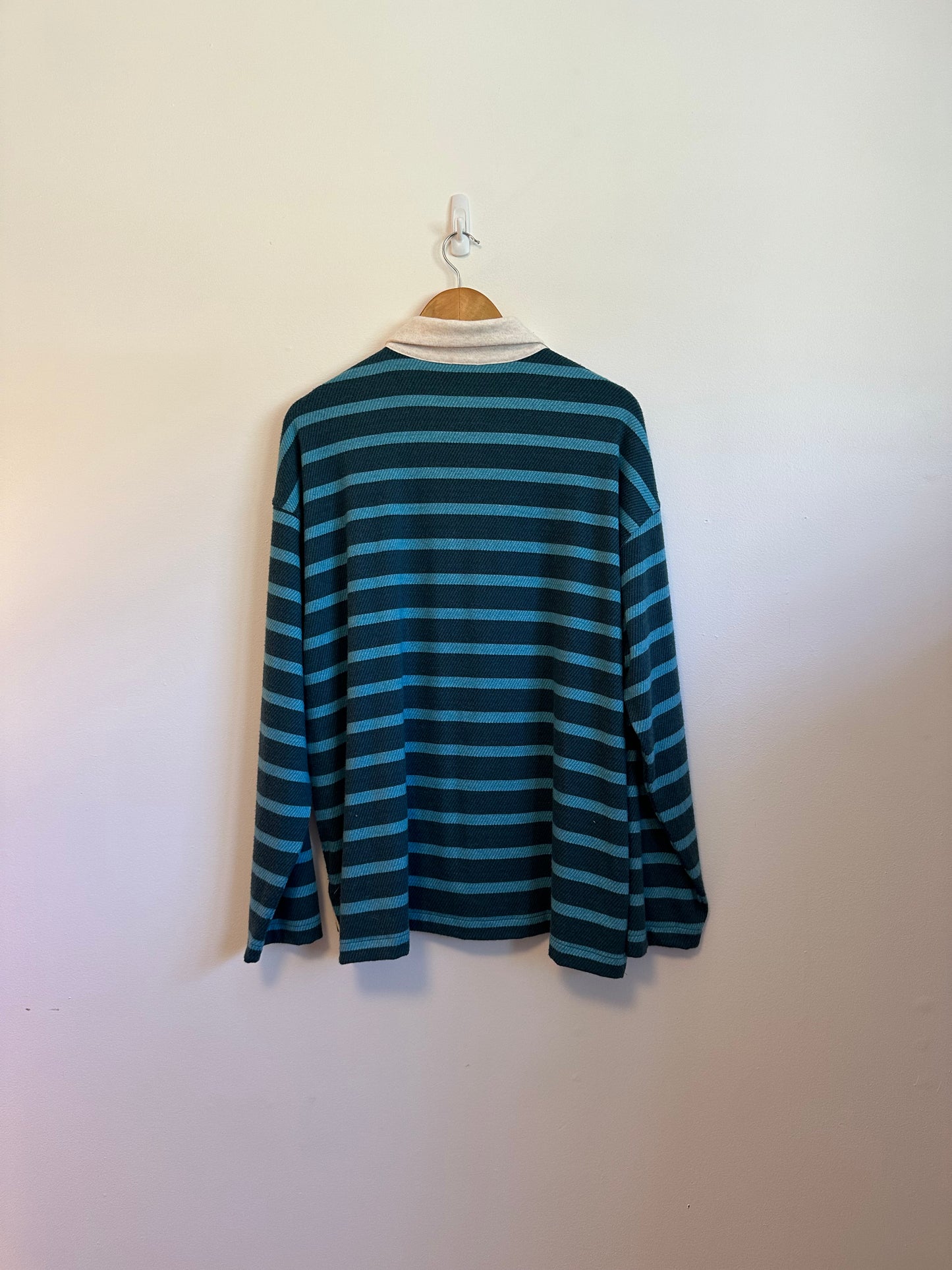 NWT Faherty Legend Sweater Rugby Popover in Blue Stripe | Size XL
