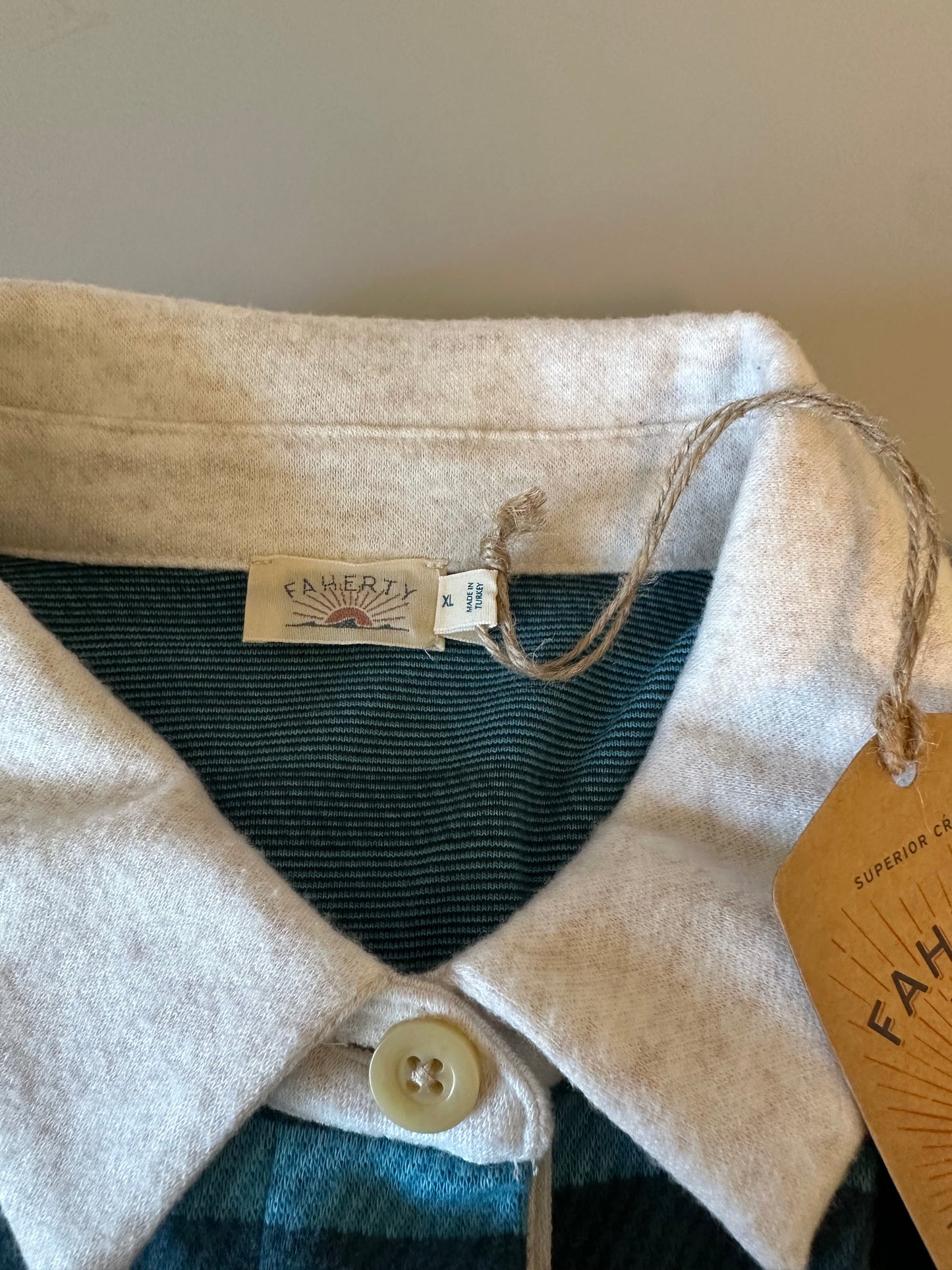 NWT Faherty Legend Sweater Rugby Popover in Blue Stripe | Size XL