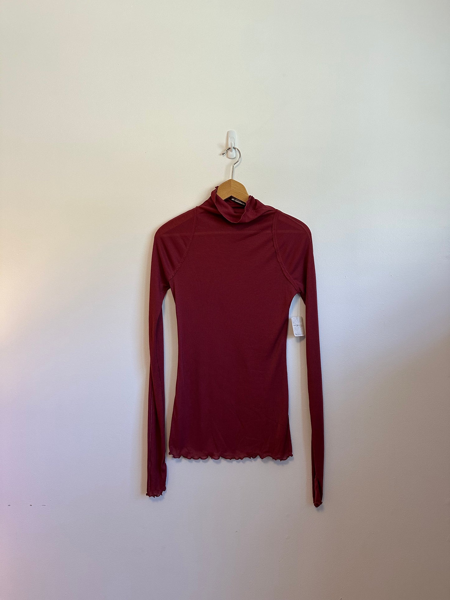 NWT Free People Close to Home Layering Ribbed Turtleneck in Crimson | Size Small