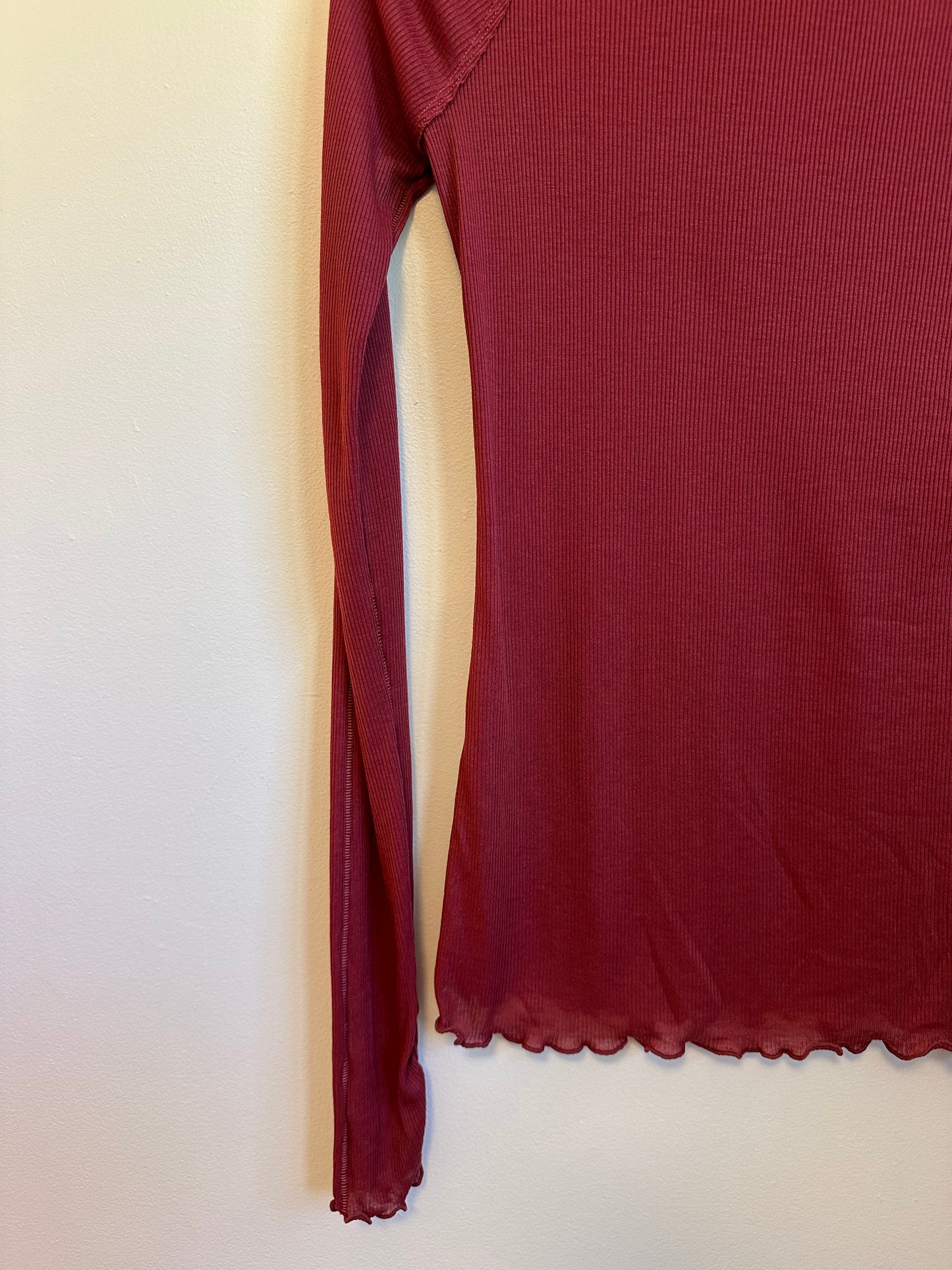 NWT Free People Close to Home Layering Ribbed Turtleneck in Crimson | Size Small