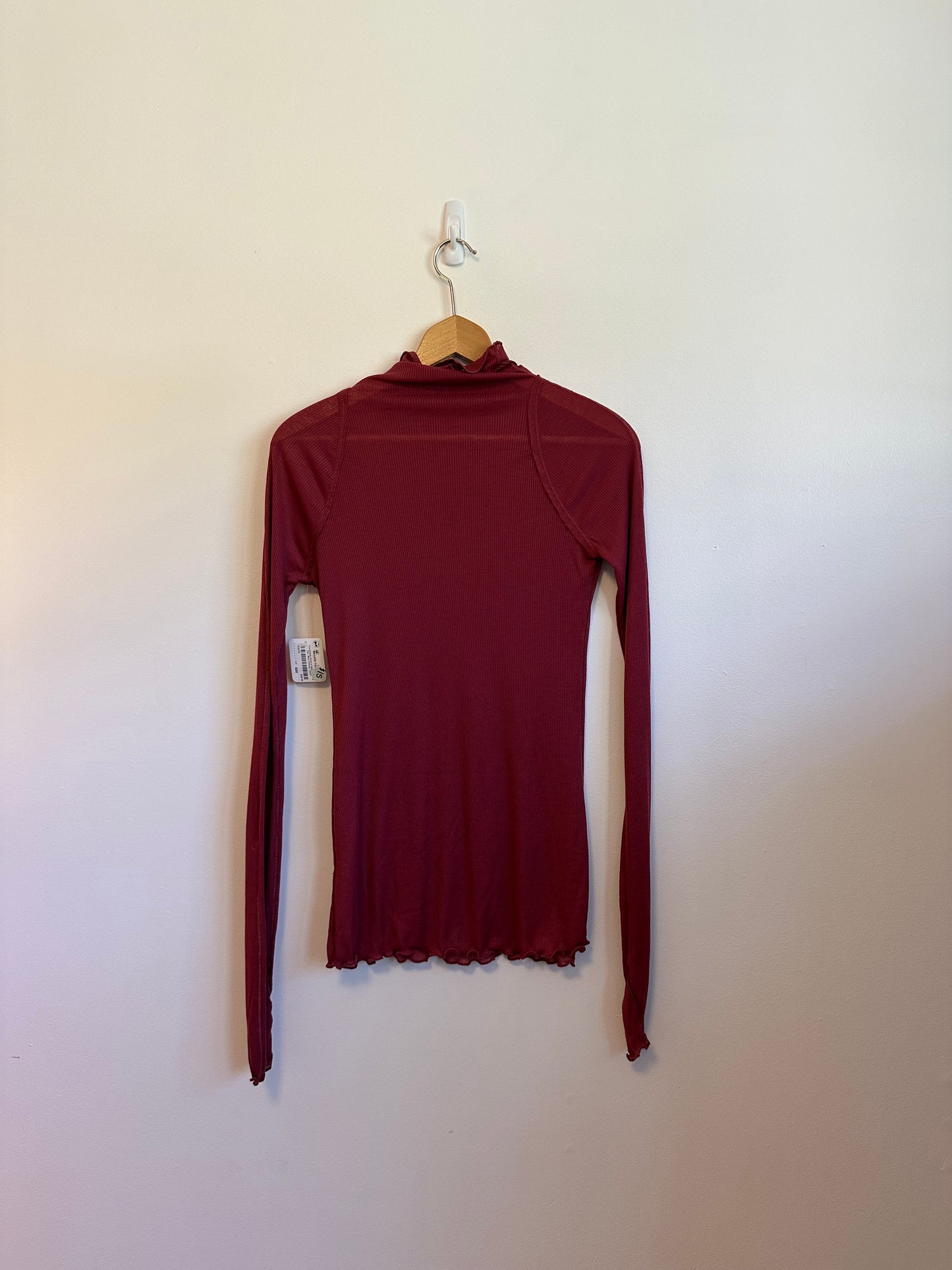 NWT Free People Close to Home Layering Ribbed Turtleneck in Crimson | Size Small