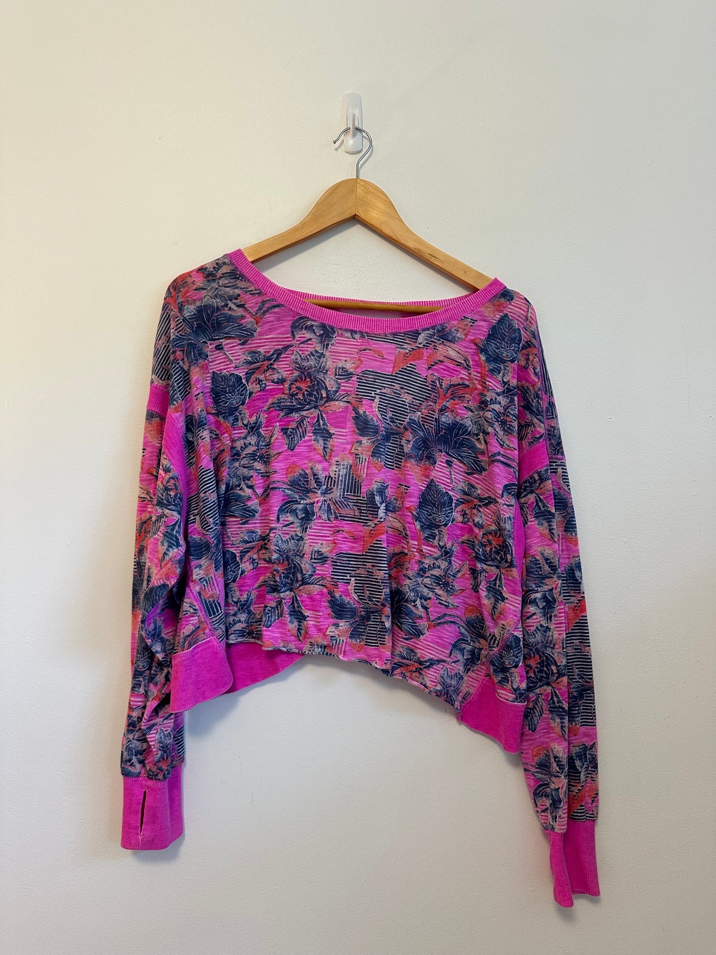Free People Movement Floral Burnout Cropped Open Back T-Shirt | Size Small