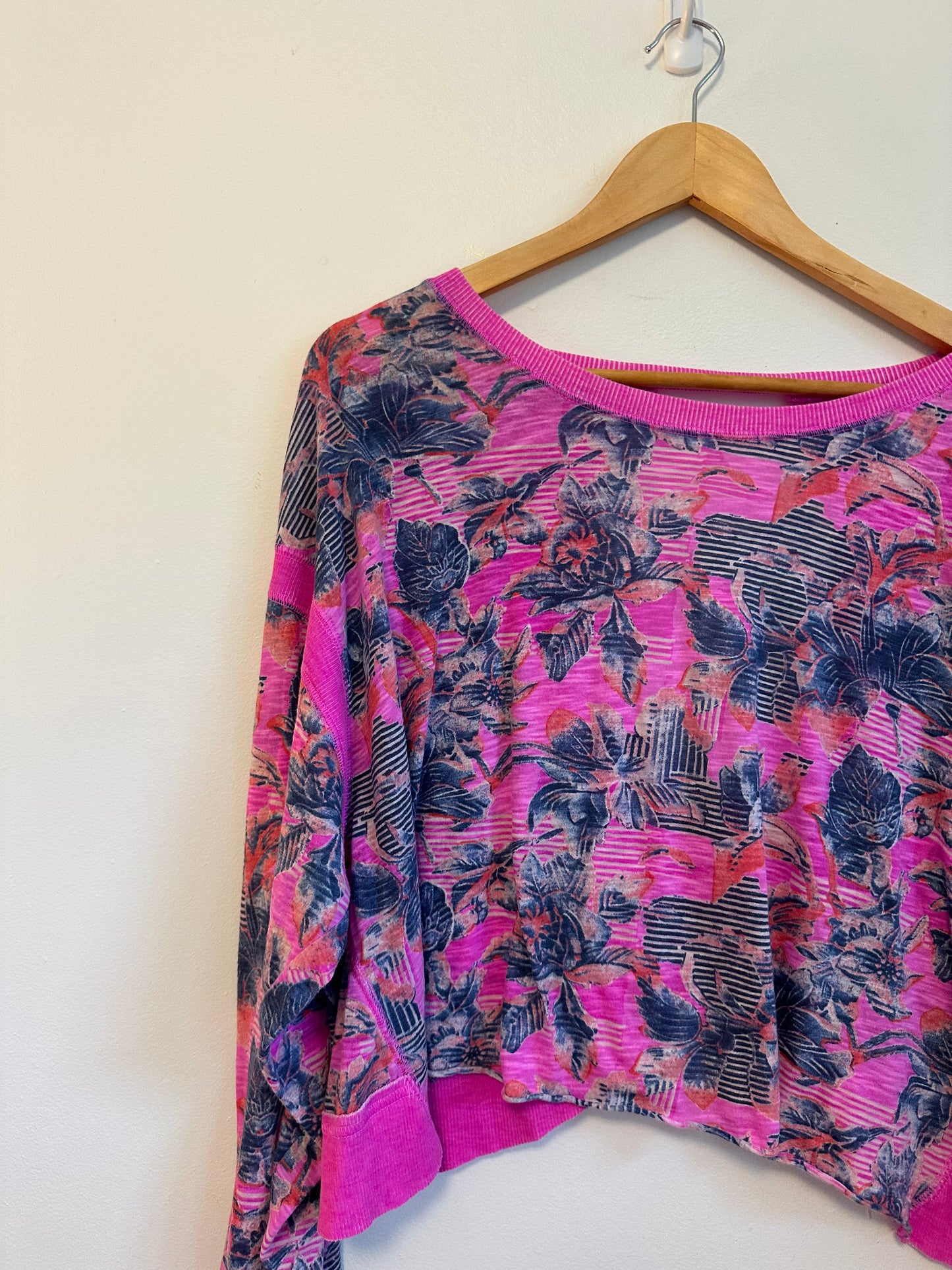 Free People Movement Floral Burnout Cropped Open Back T-Shirt | Size Small